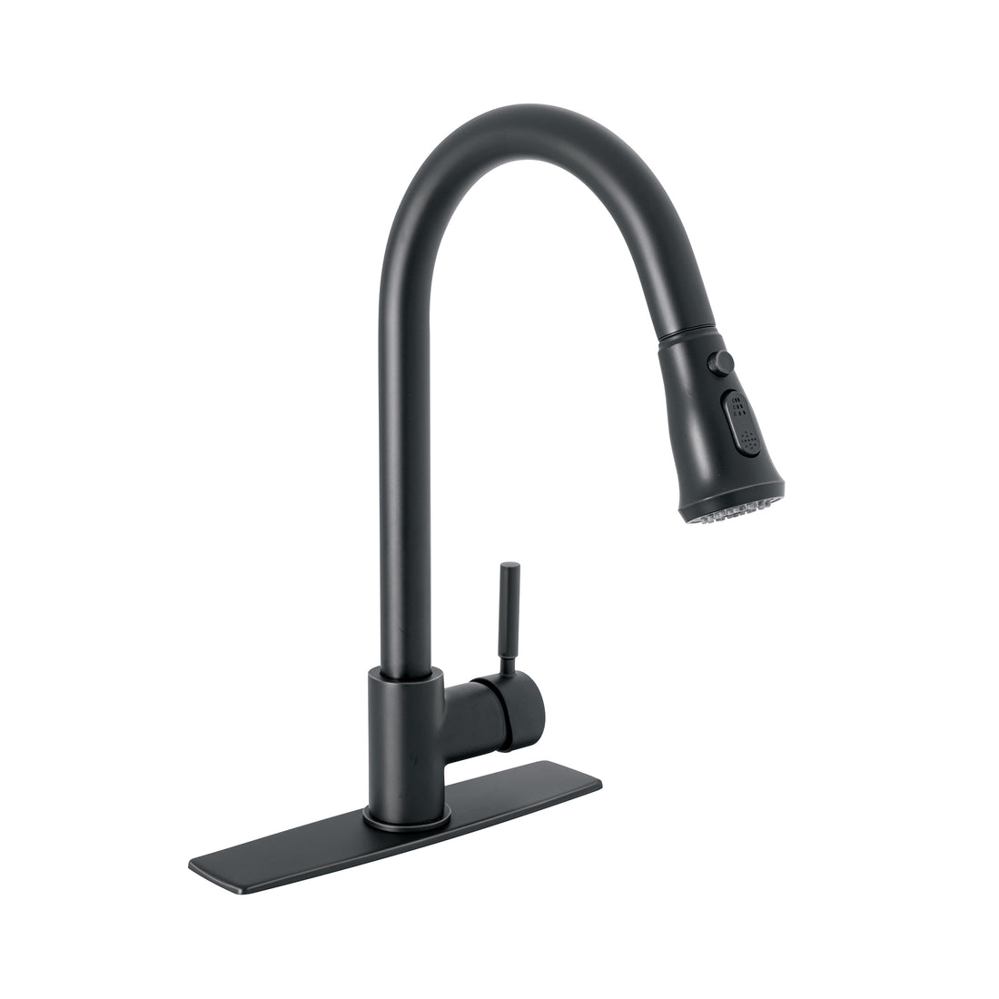Monomando para fregadero, cuello extraible,negro mate, TÚBIG