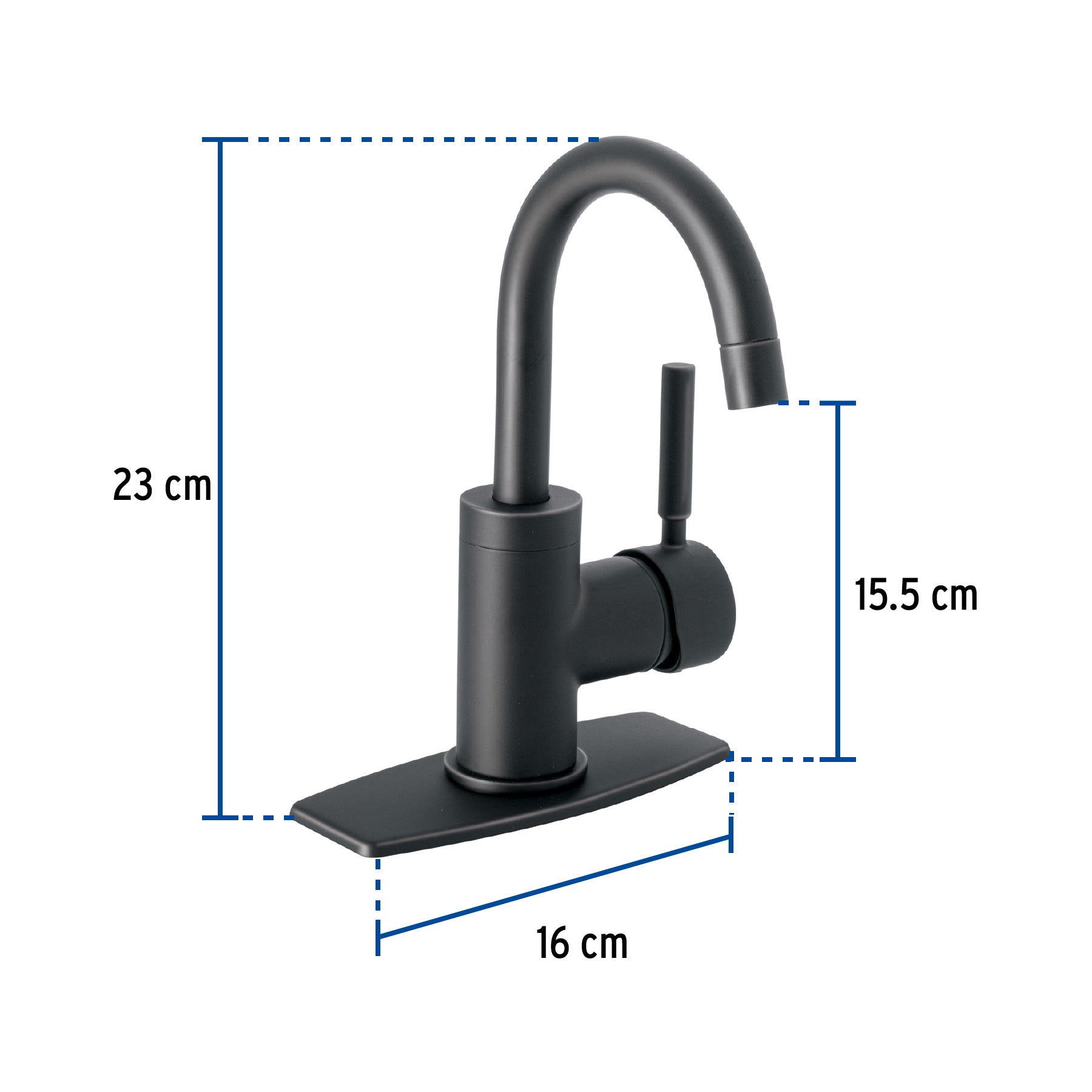 Monomando corto para lavabo, negro mate, FOSET TÚBIG