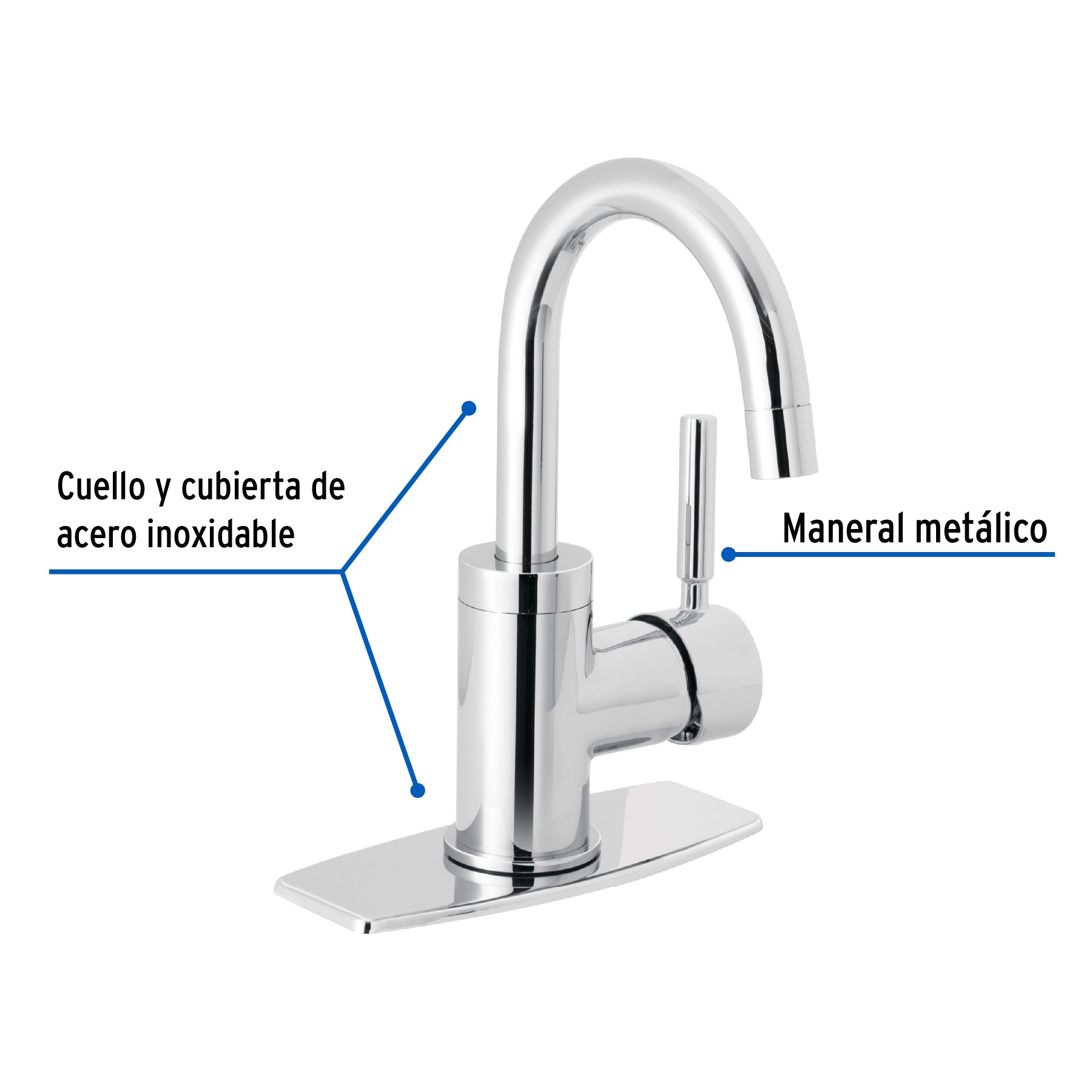 Monomando corto para lavabo, cromo, FOSET TÚBIG