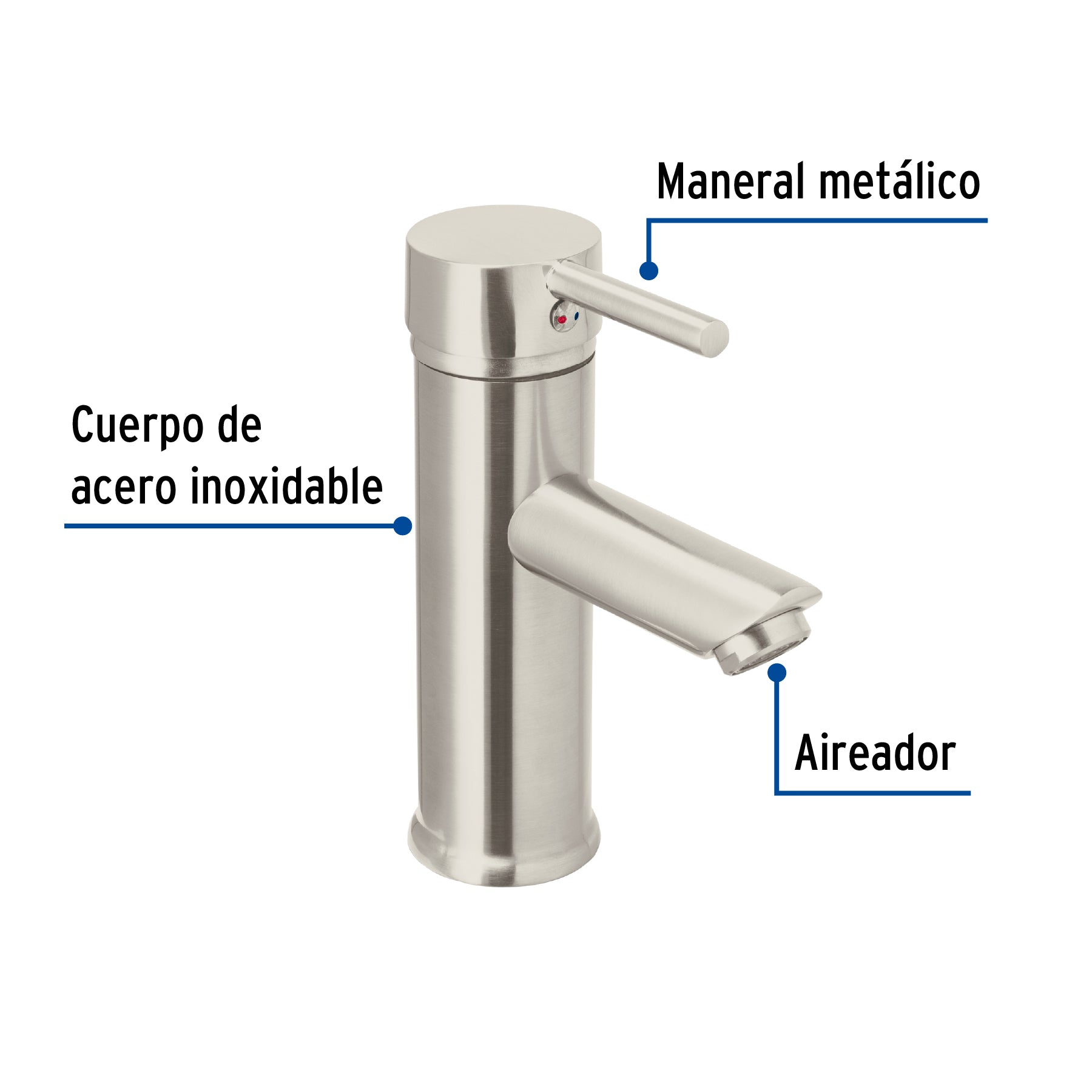 Monomando corto satín para lavabo, FOSET TÚBIG