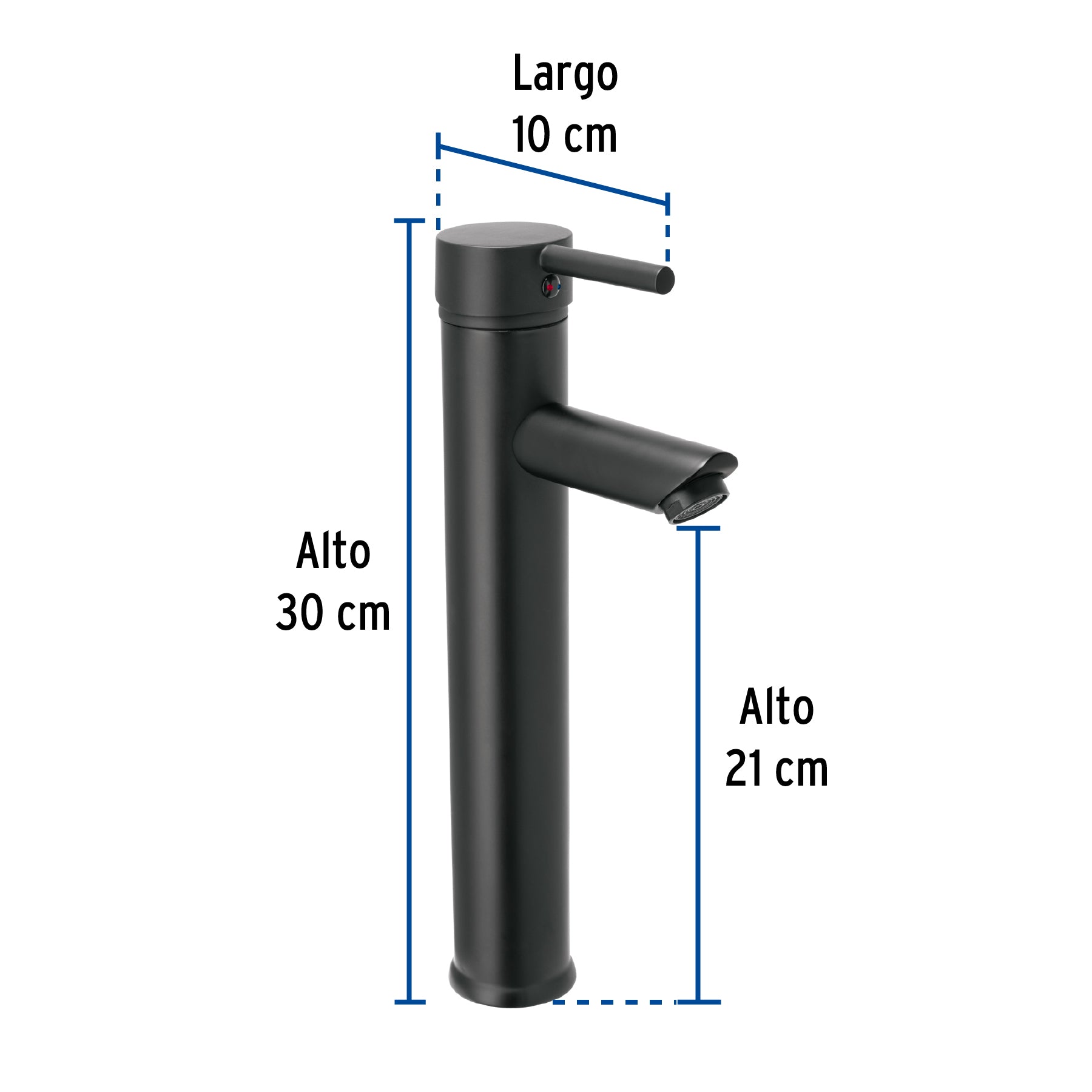 Monomando alto negro para lavabo, FOSET TÚBIG
