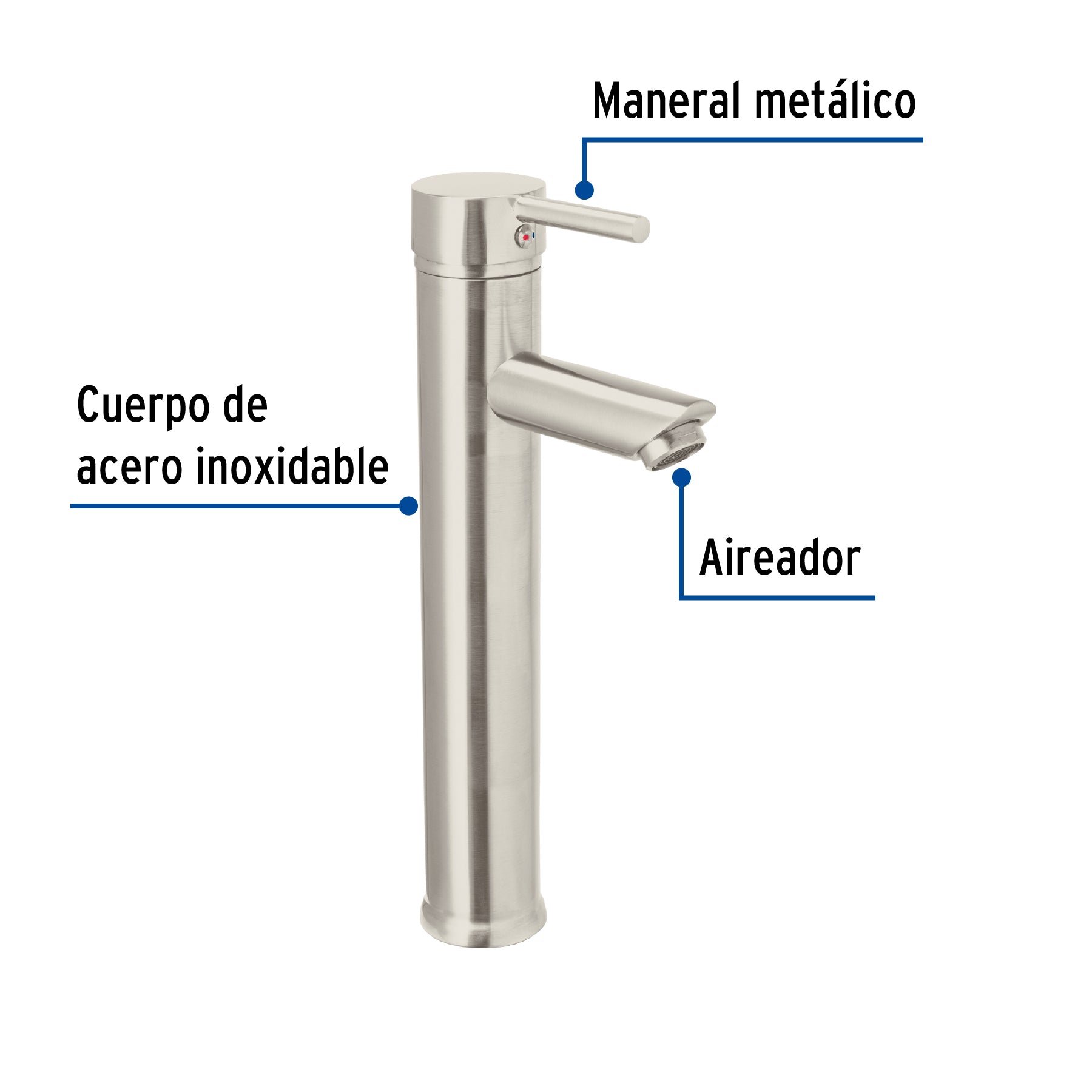 Monomando alto satín para lavabo, FOSET TÚBIG