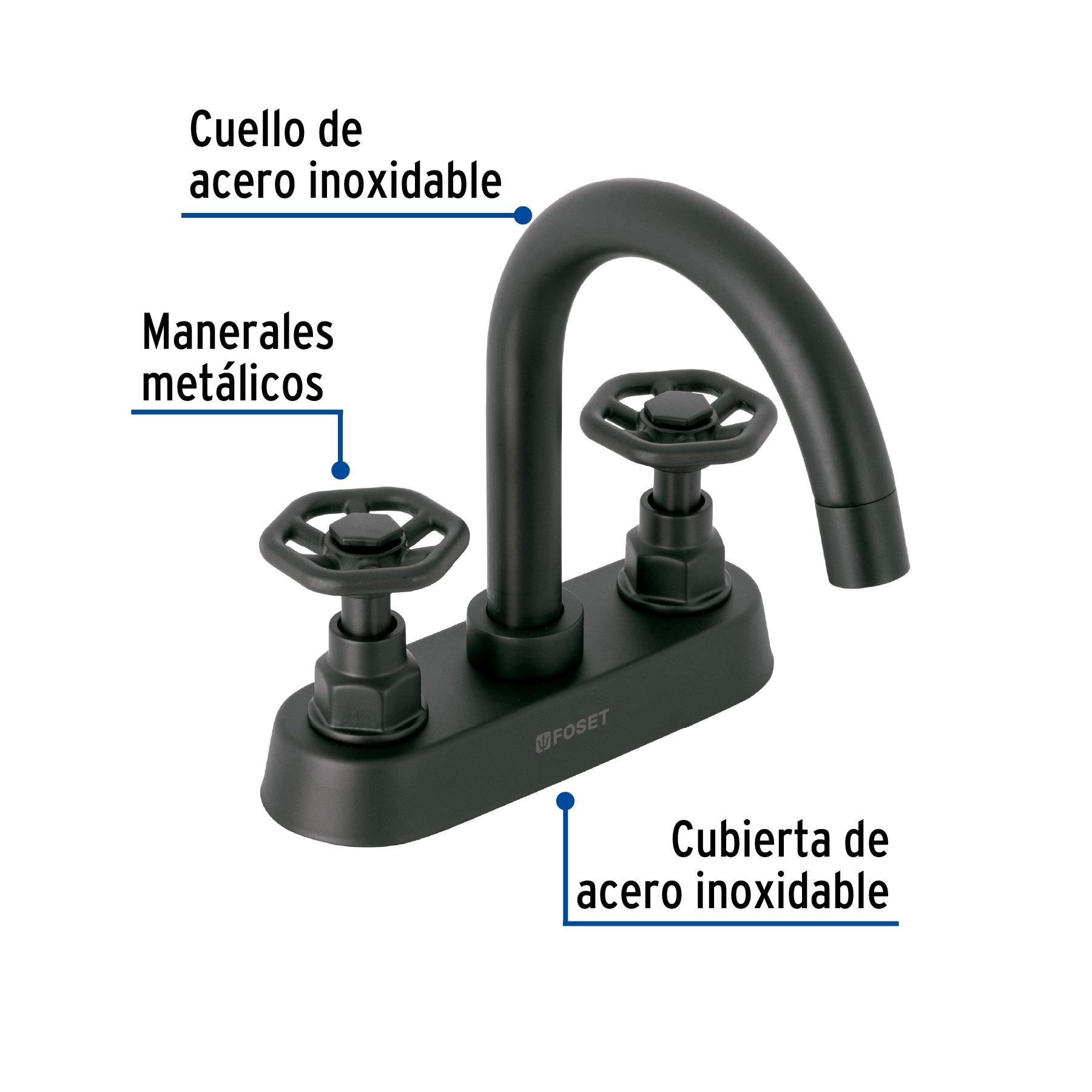 Mezcladora p/lavabo,bar,manerales redondos,negro mate, TÚBIG
