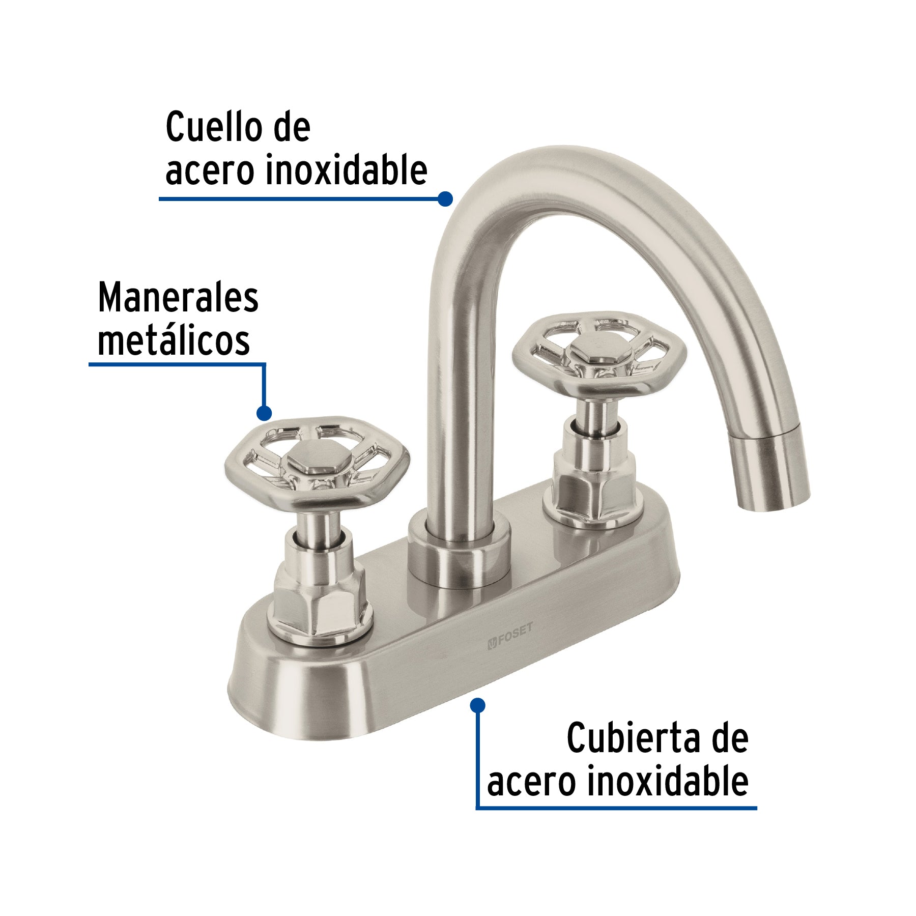 Mezcladora p/lavabo, bar, manerales redondos, satín, TÚBIG