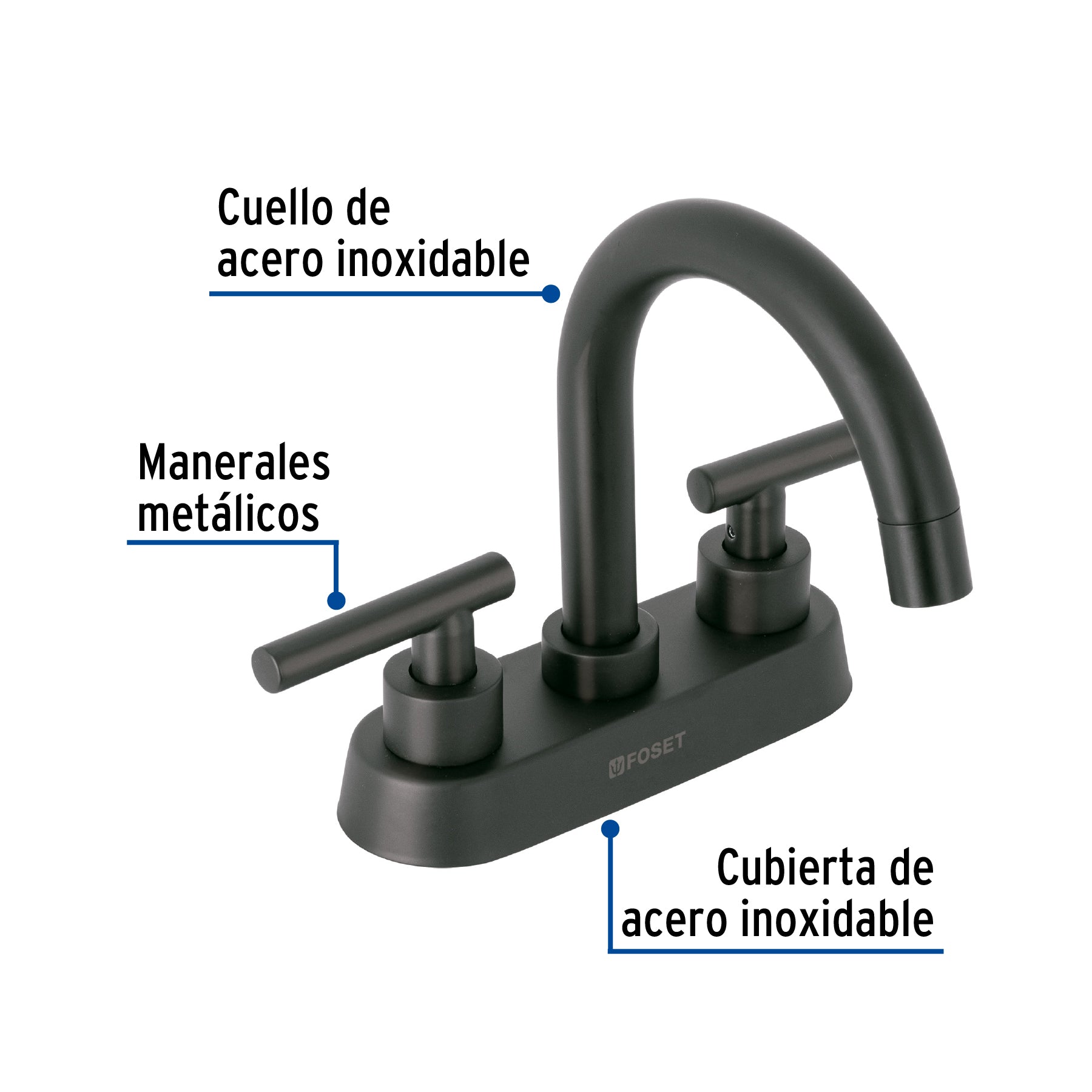 Mezcladora p/lavabo,bar,manerales palanca, negro mate, TÚBIG