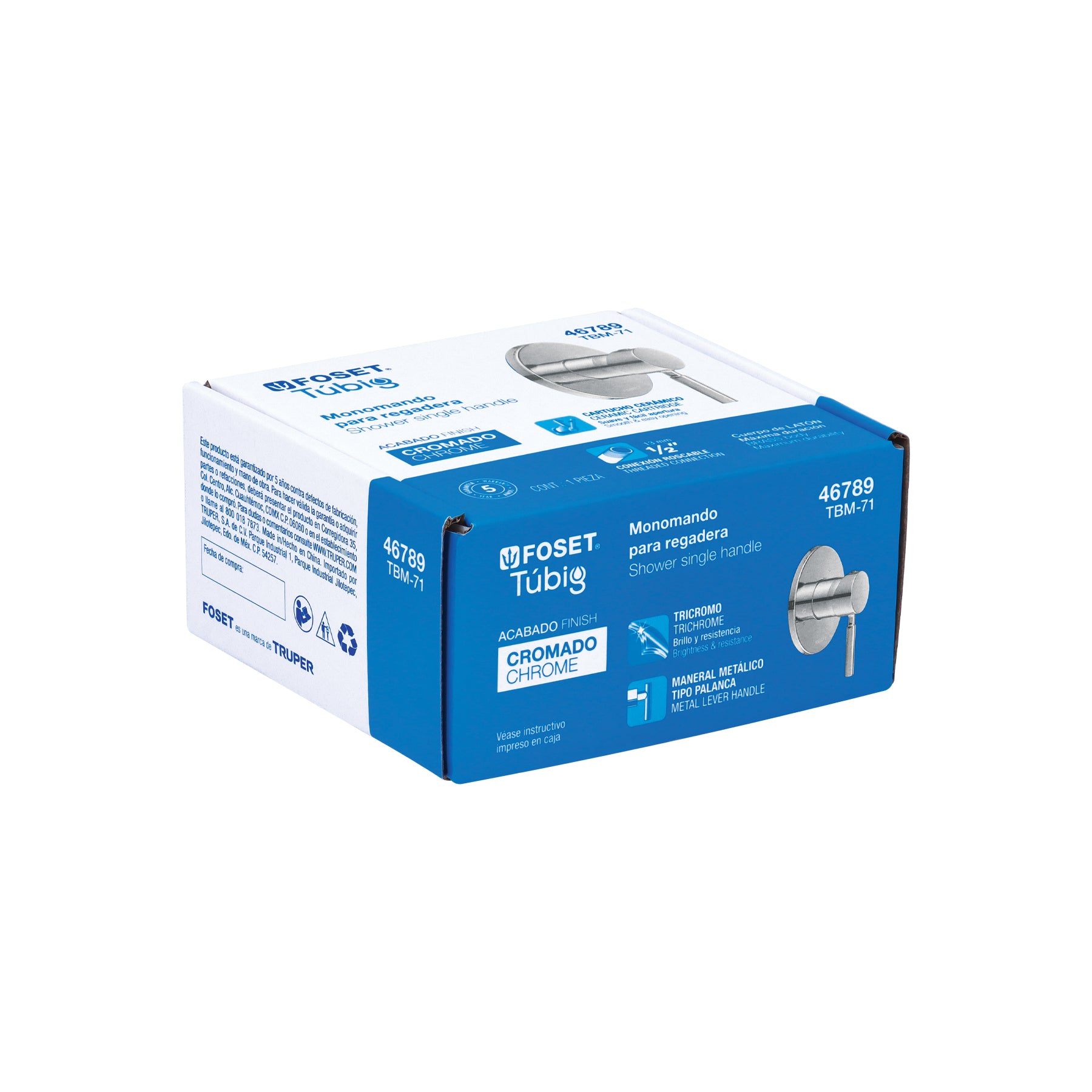 Monomando para regadera, cromo, TÚBIG