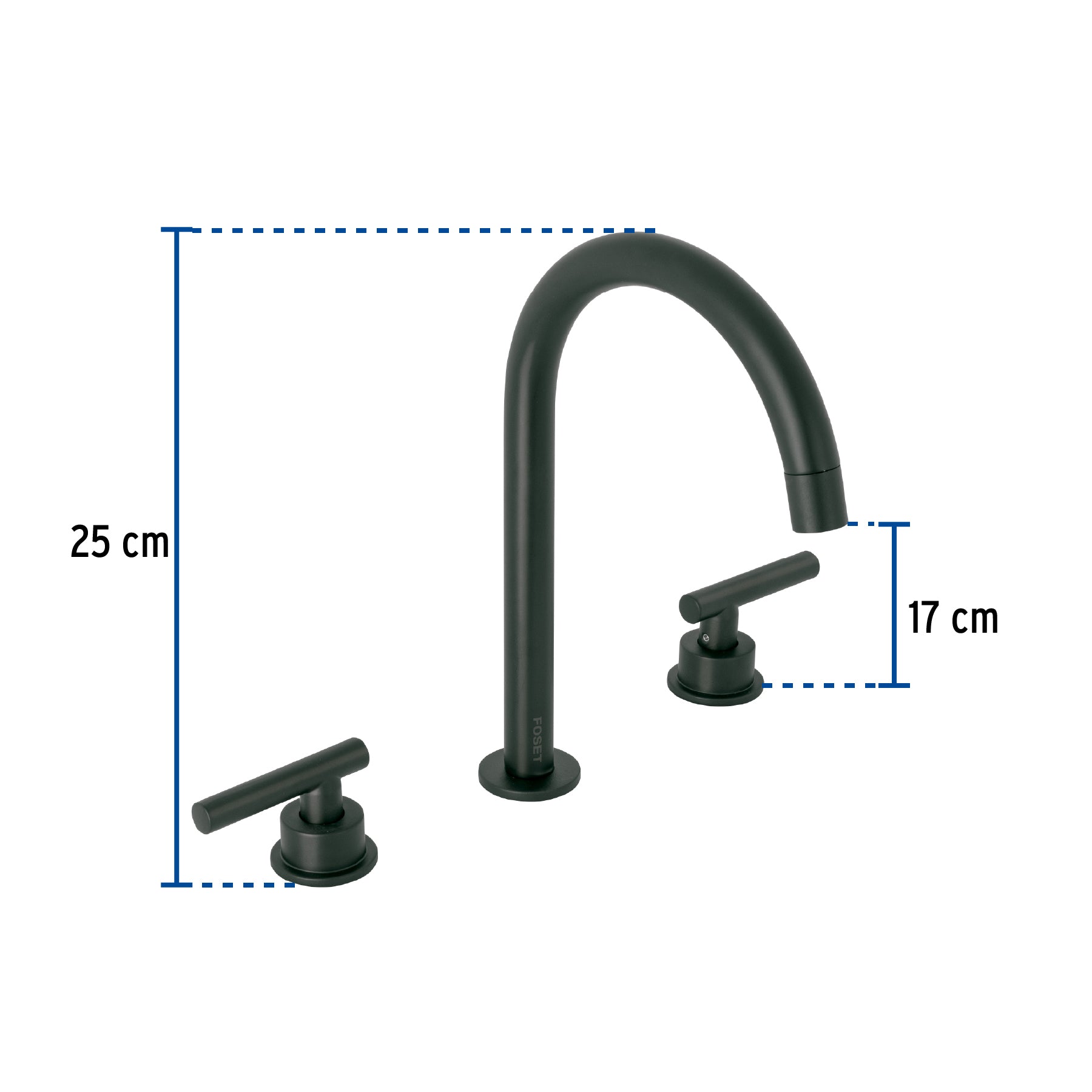 Mezcladora p/lavabo,taladros separados,palanca, negro, TÚBIG