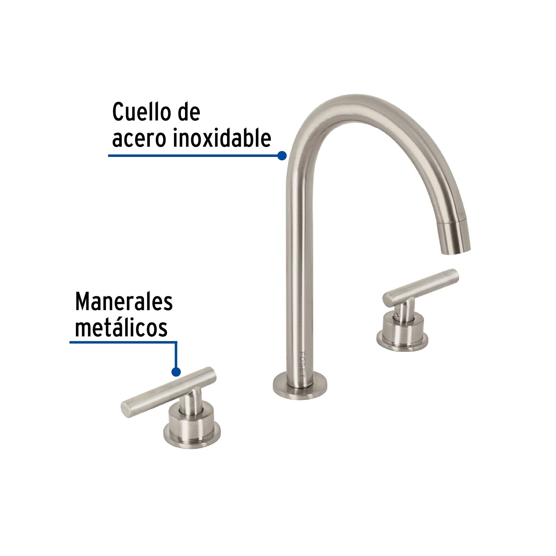 Mezcladora p/lavabo,taladros separados,palanca, satín, TÚBIG