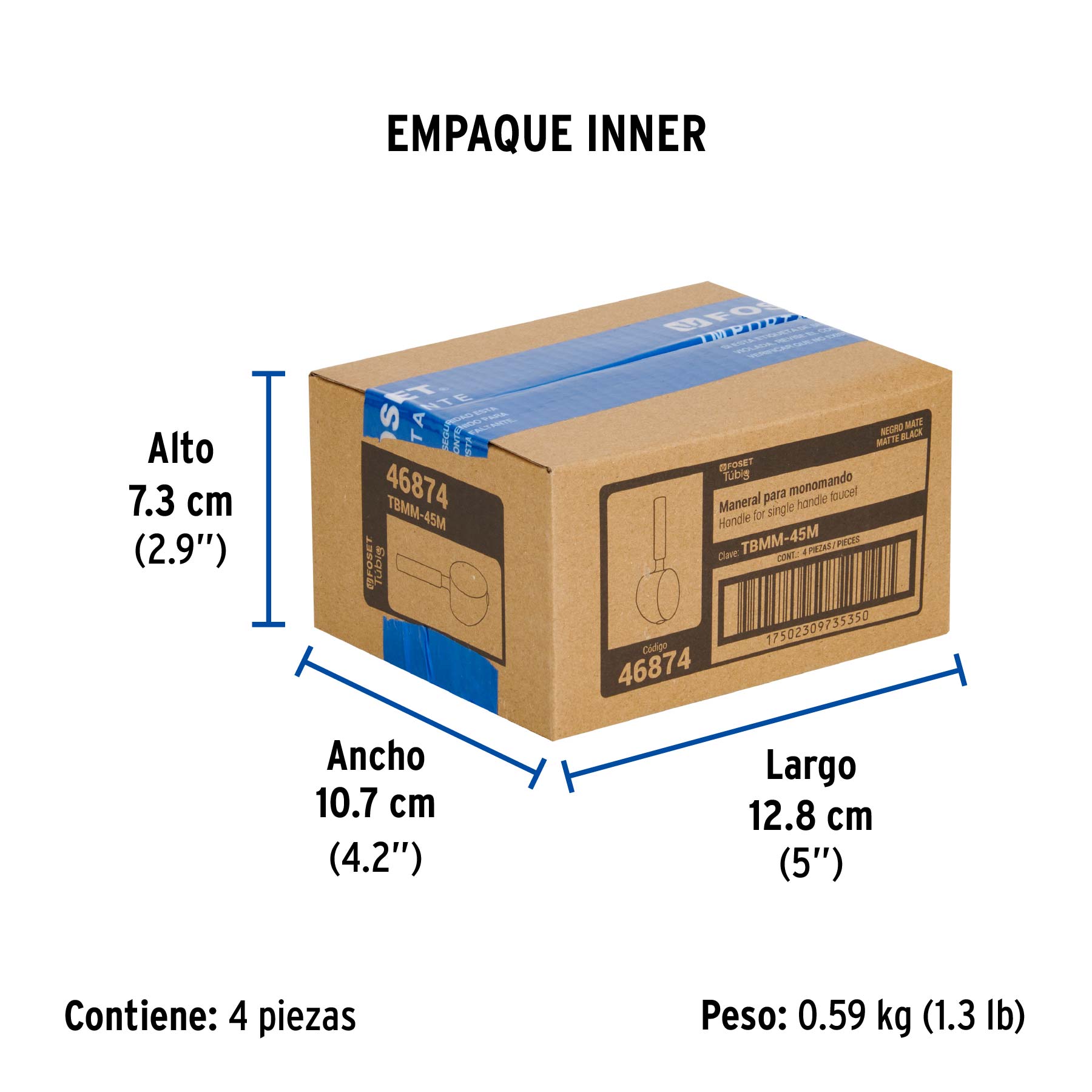Maneral repuesto para monomando, negro, FOSET - Empaque