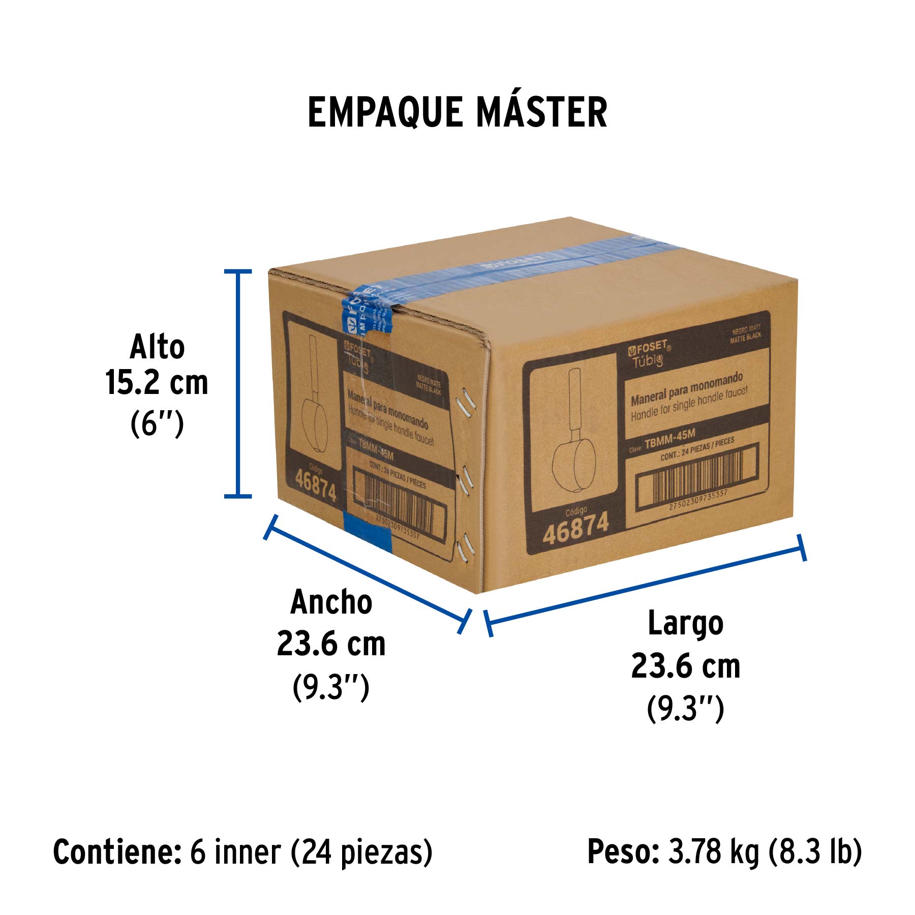 Maneral repuesto para monomando, negro, FOSET - Empaque
