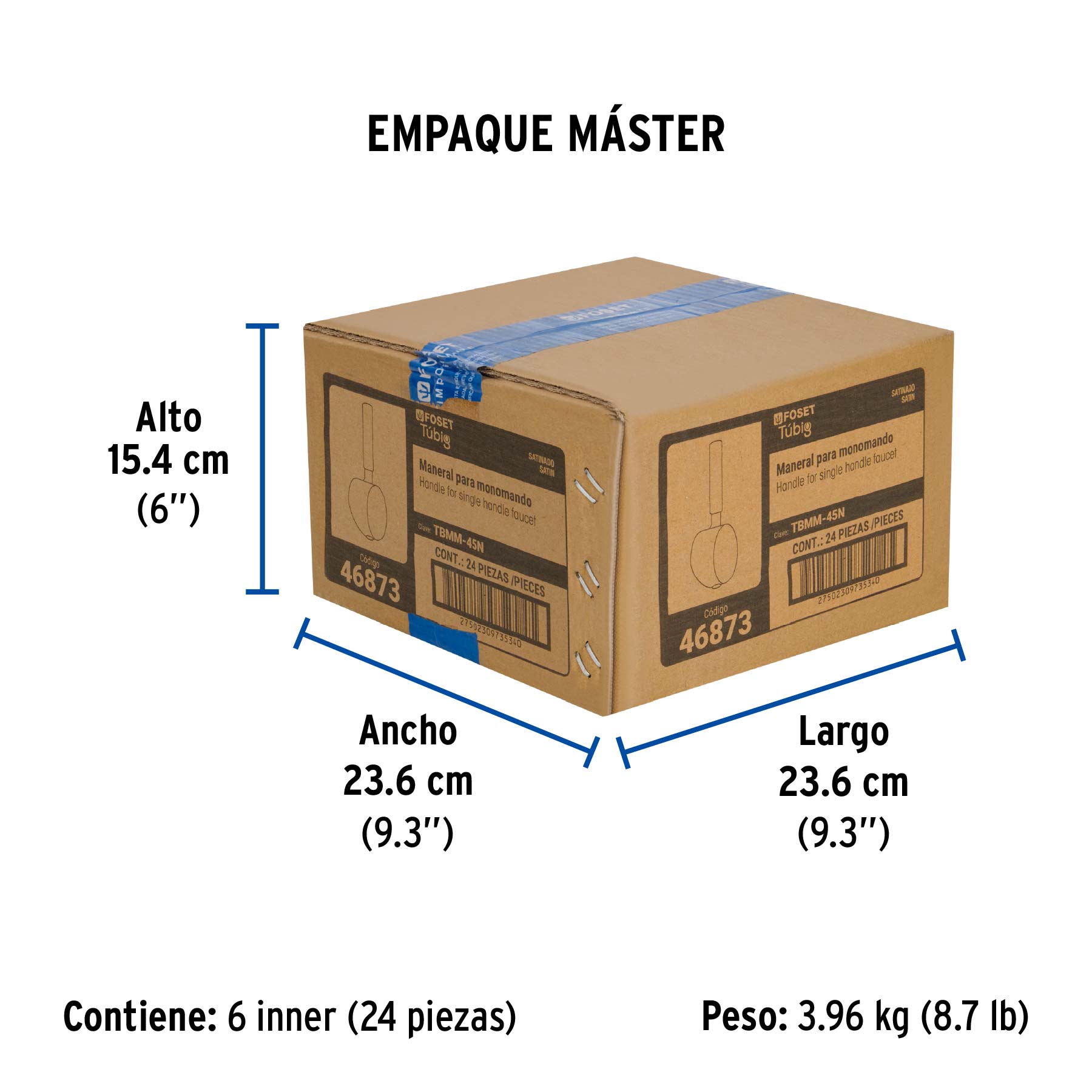 Maneral repuesto para monomando, satín, FOSET - Empaque