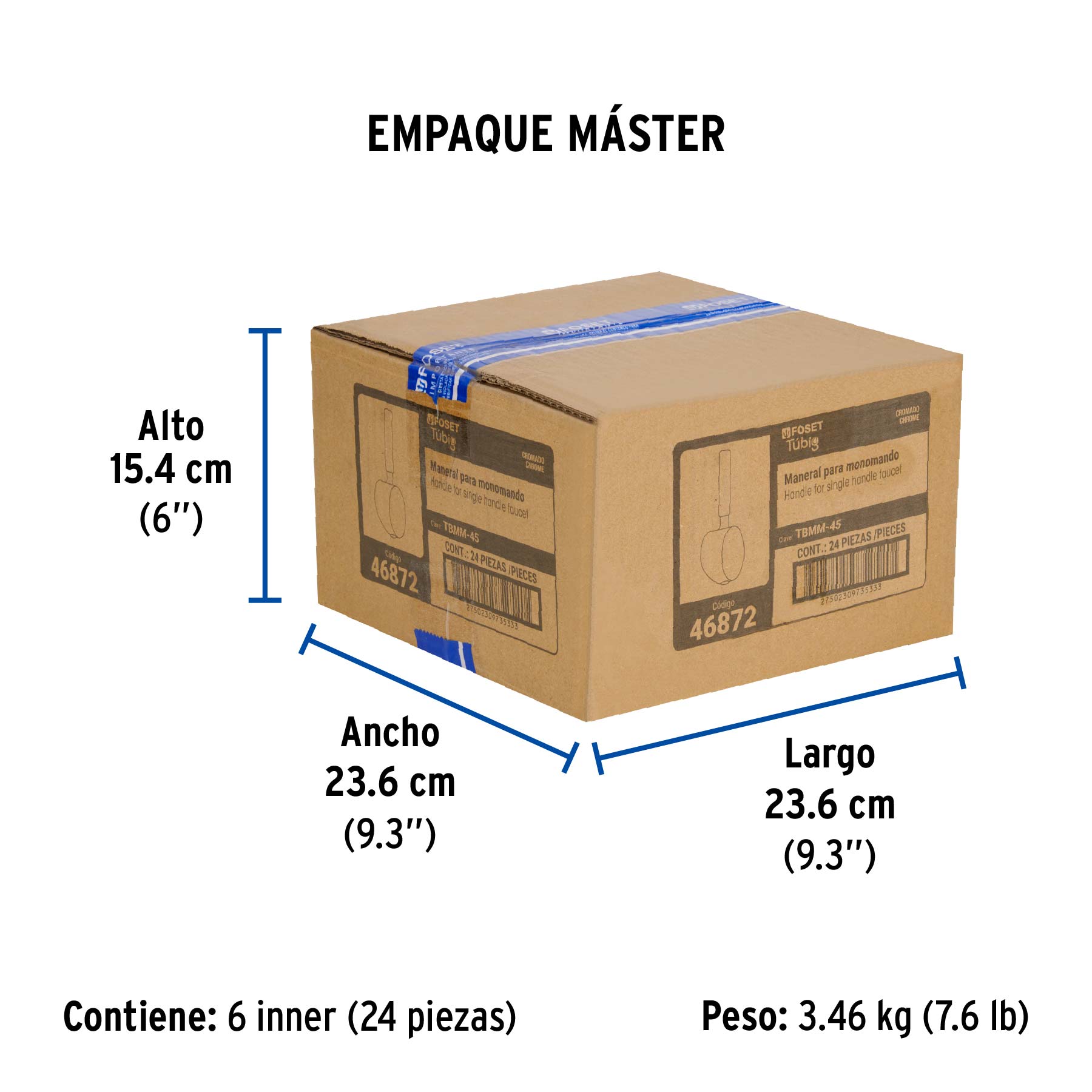 Maneral repuesto para monomando, cromo, FOSET - Empaque