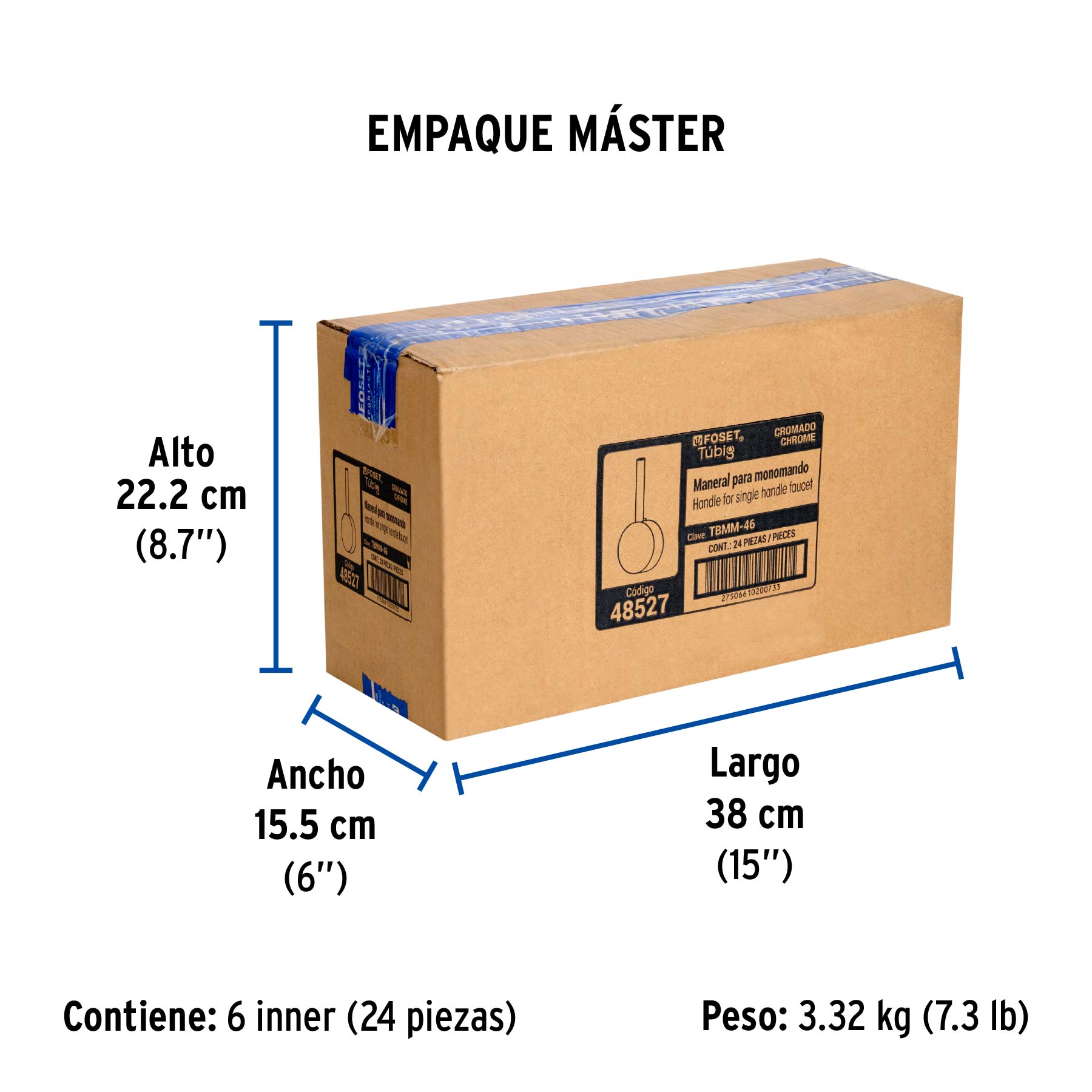 Maneral repuesto para TBM-46/47 y TBF-87, cromo, FOSET TÚBIG - Empaque