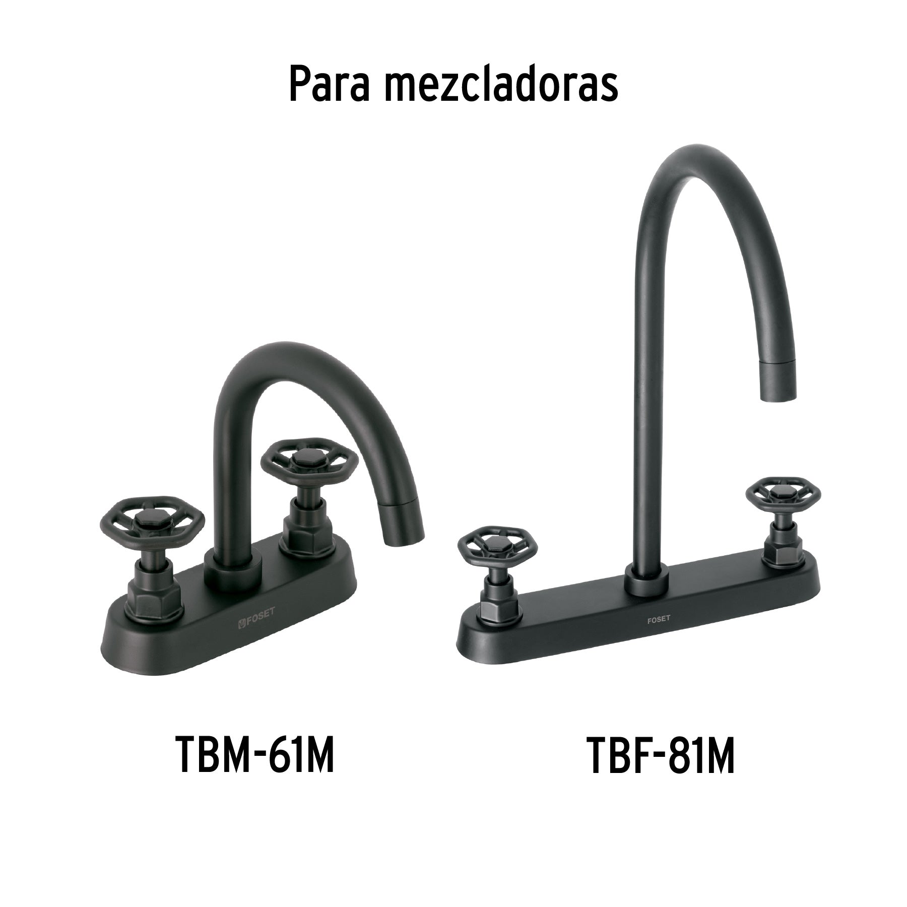 Juego de 2 manerales para mezcladora, volante, negro, TÚBIG