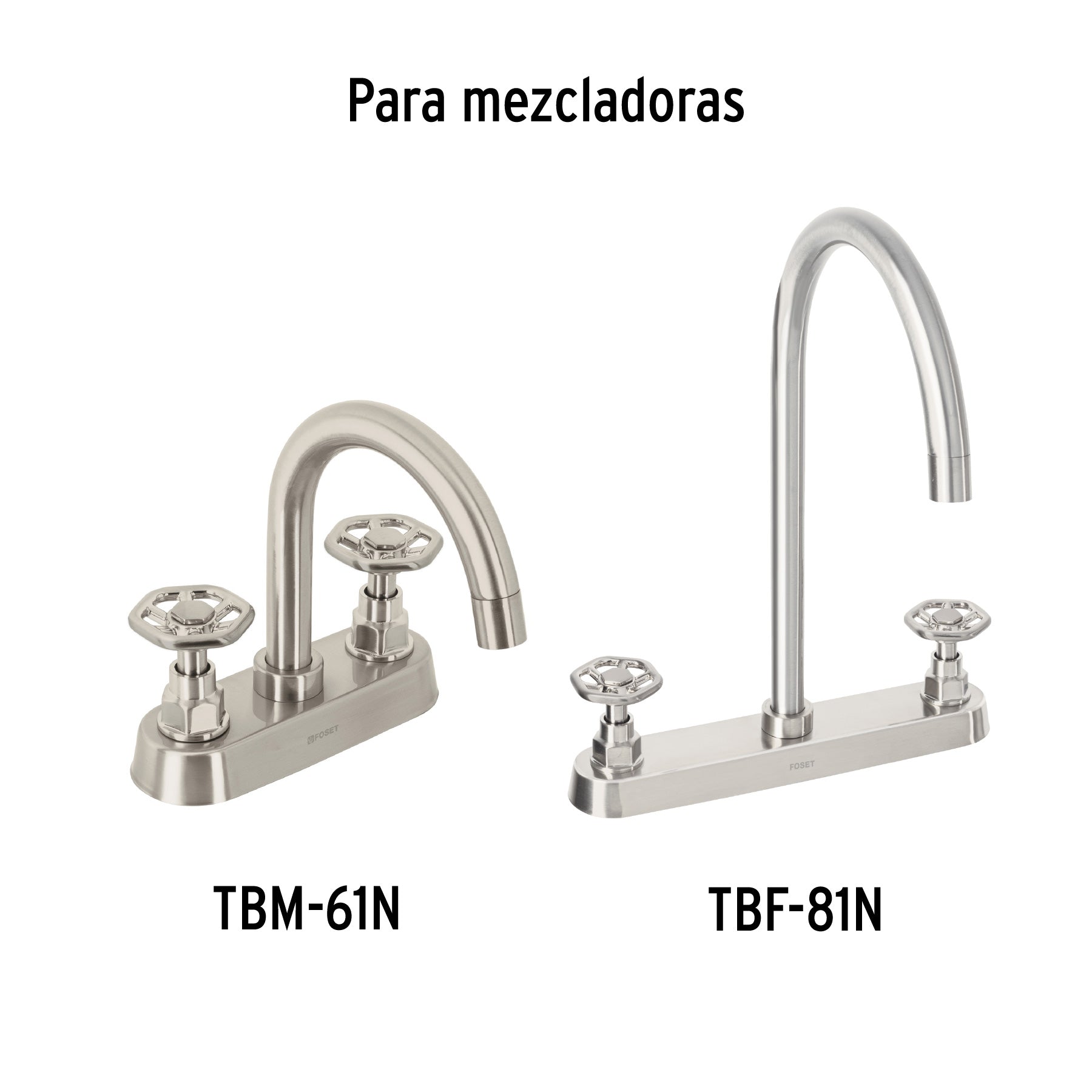 Juego de 2 manerales para mezcladora, volante, satín, TÚBIG