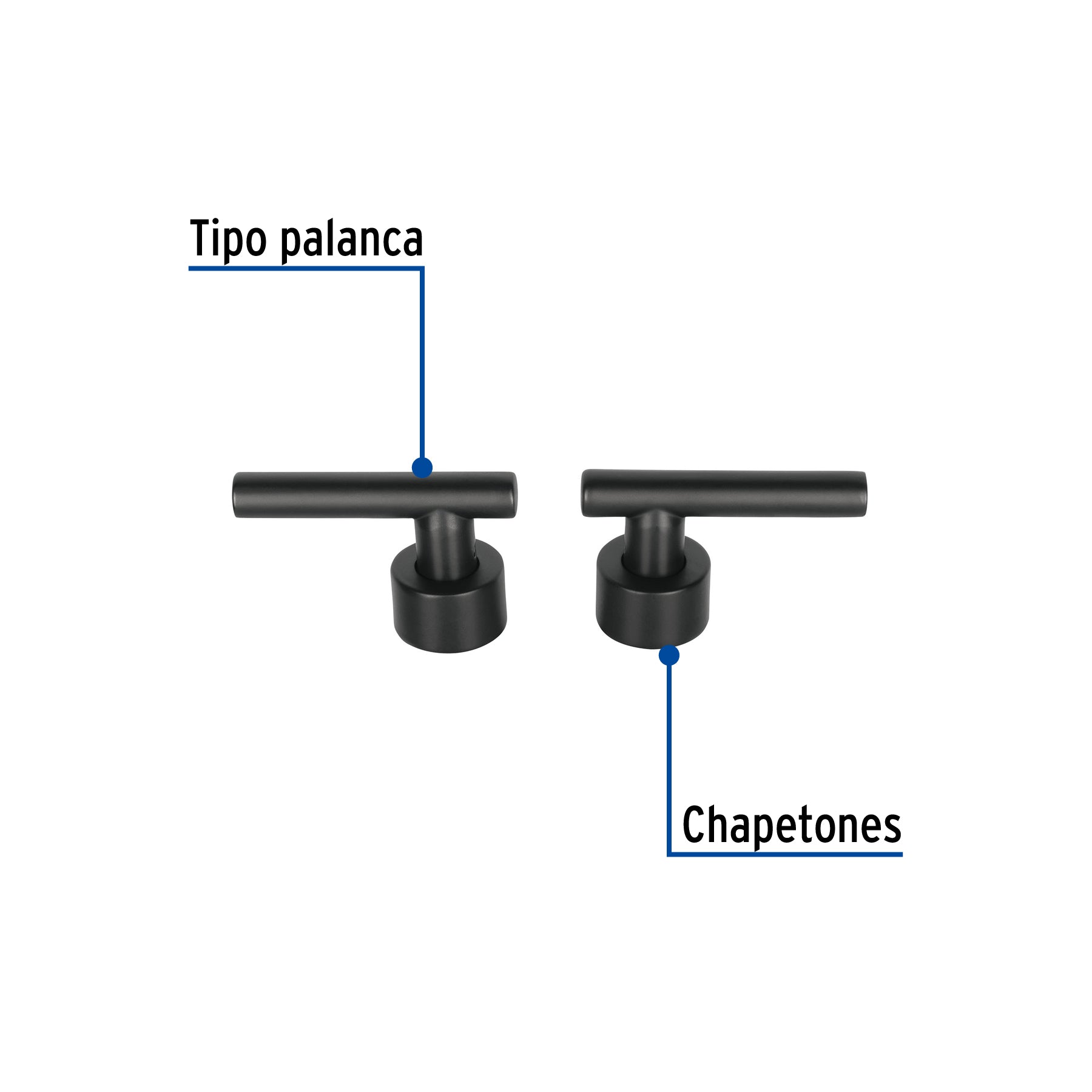 Juego de 2 manerales para mezcladora, palanca, negro, TÚBIG