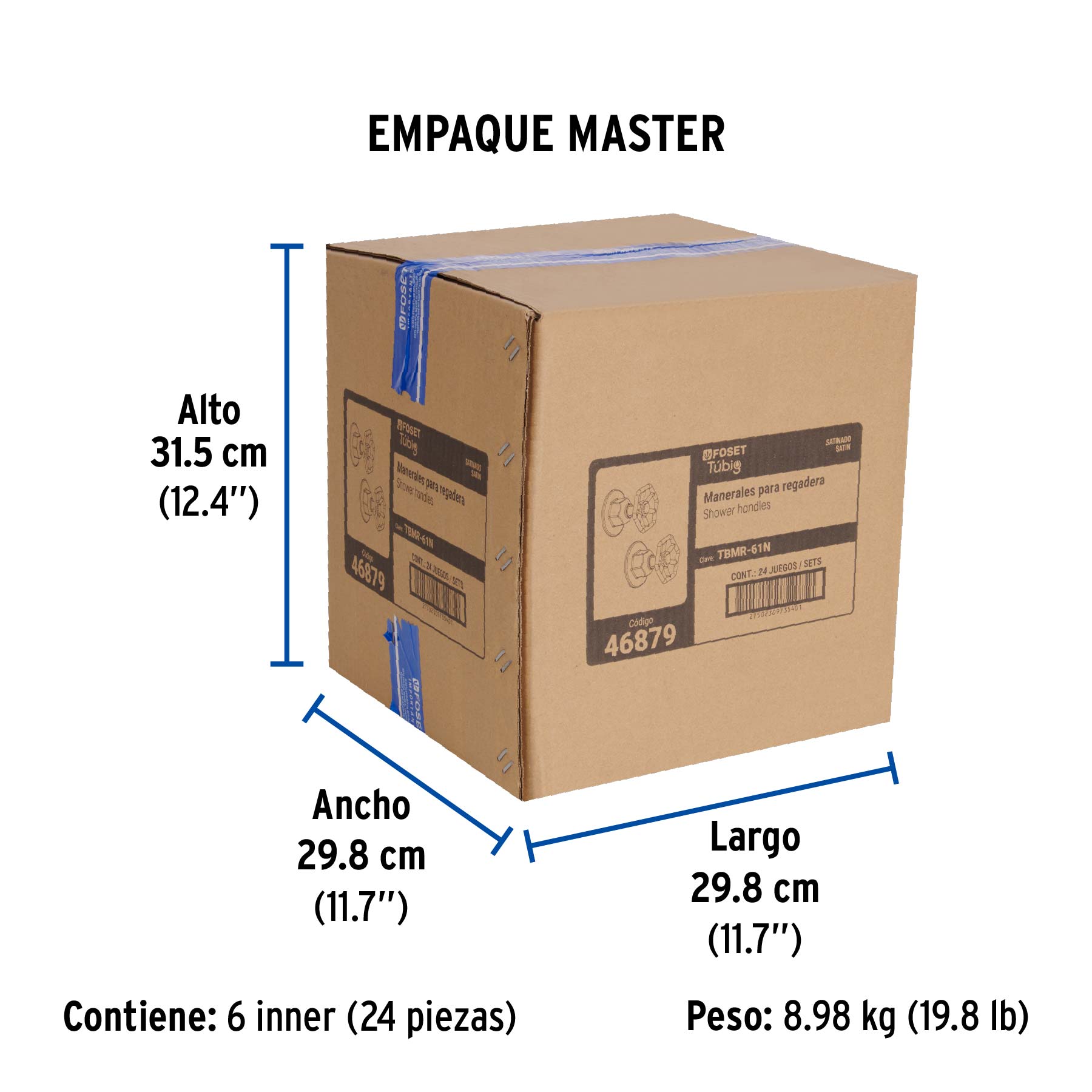 Juego de 2 manerales para regadera, volante, satín, TÚBIG - Empaque
