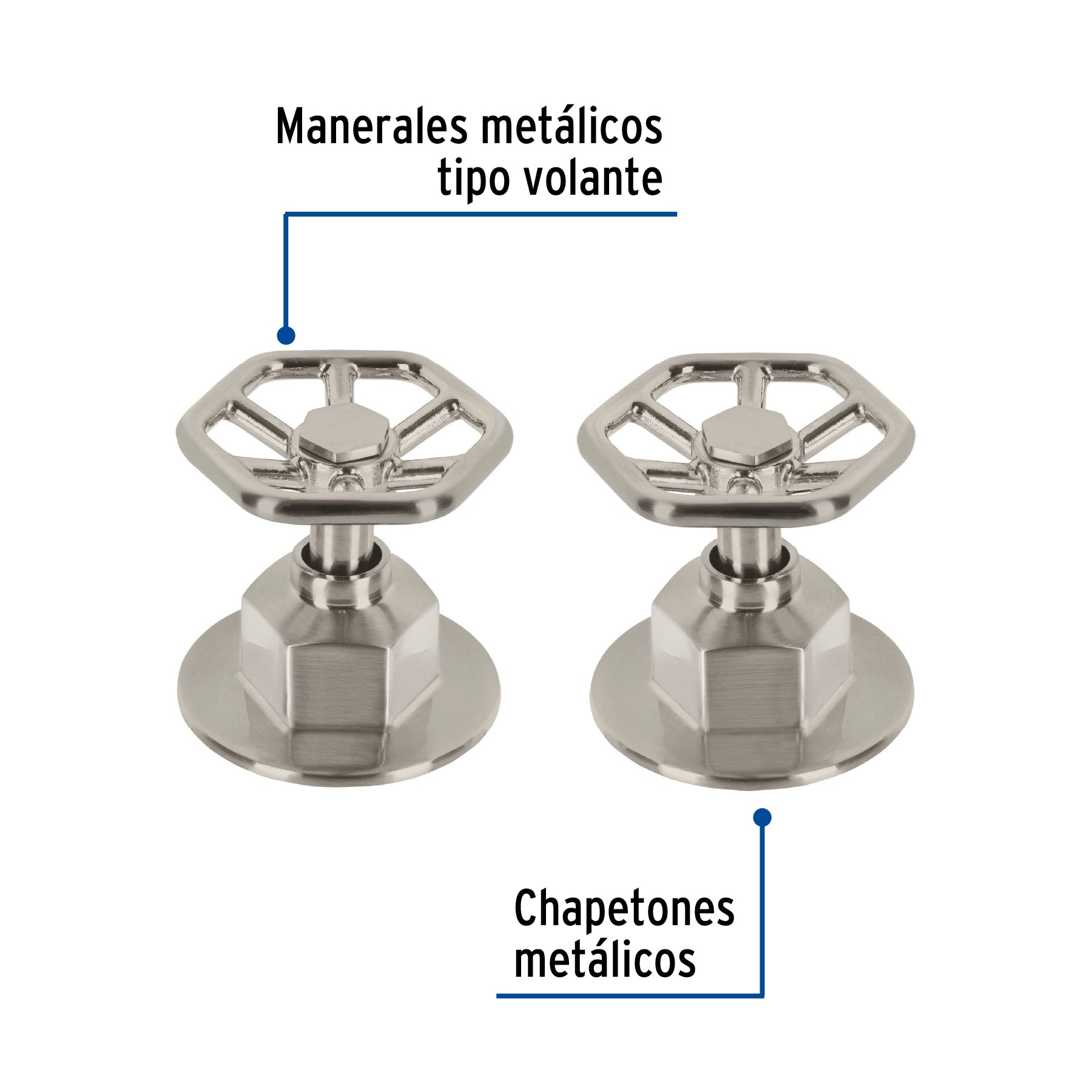 Juego de 2 manerales para regadera, volante, satín, TÚBIG