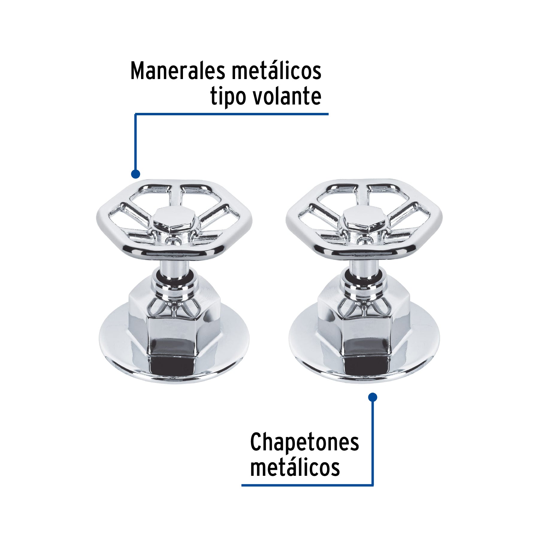 Juego de 2 manerales para regadera, volante, cromo, TÚBIG