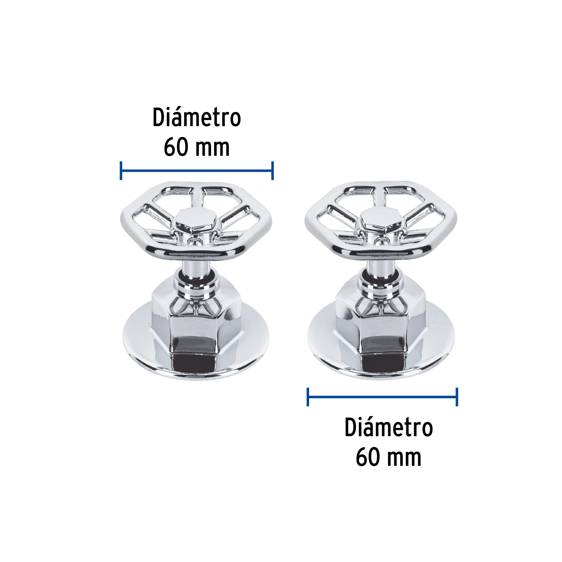 Juego de 2 manerales para regadera, volante, cromo, TÚBIG