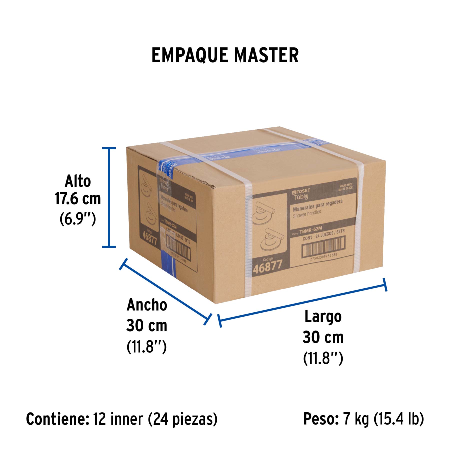 Juego de 2 manerales para regadera, palanca, negro, TÚBIG - Empaque