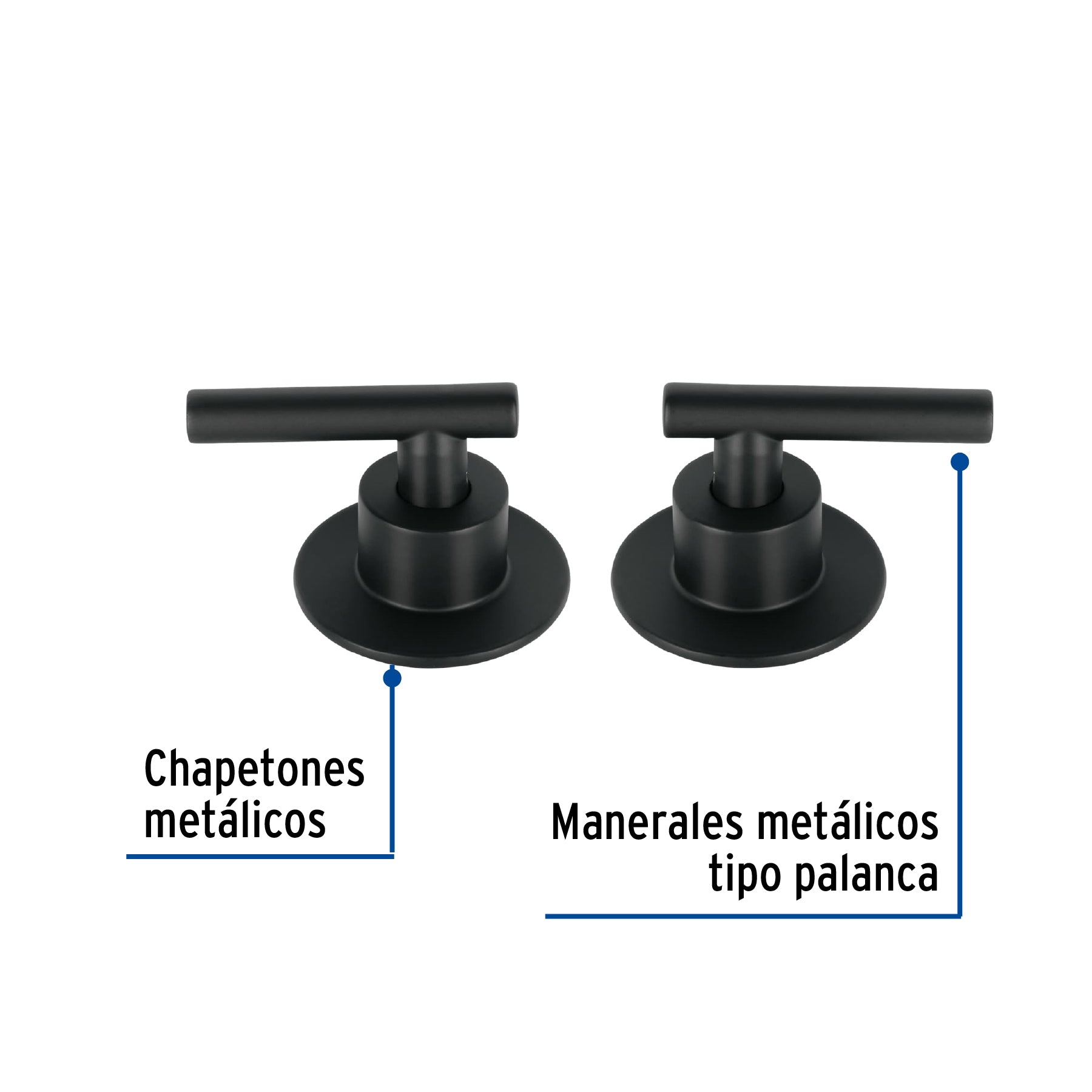 Juego de 2 manerales para regadera, palanca, negro, TÚBIG
