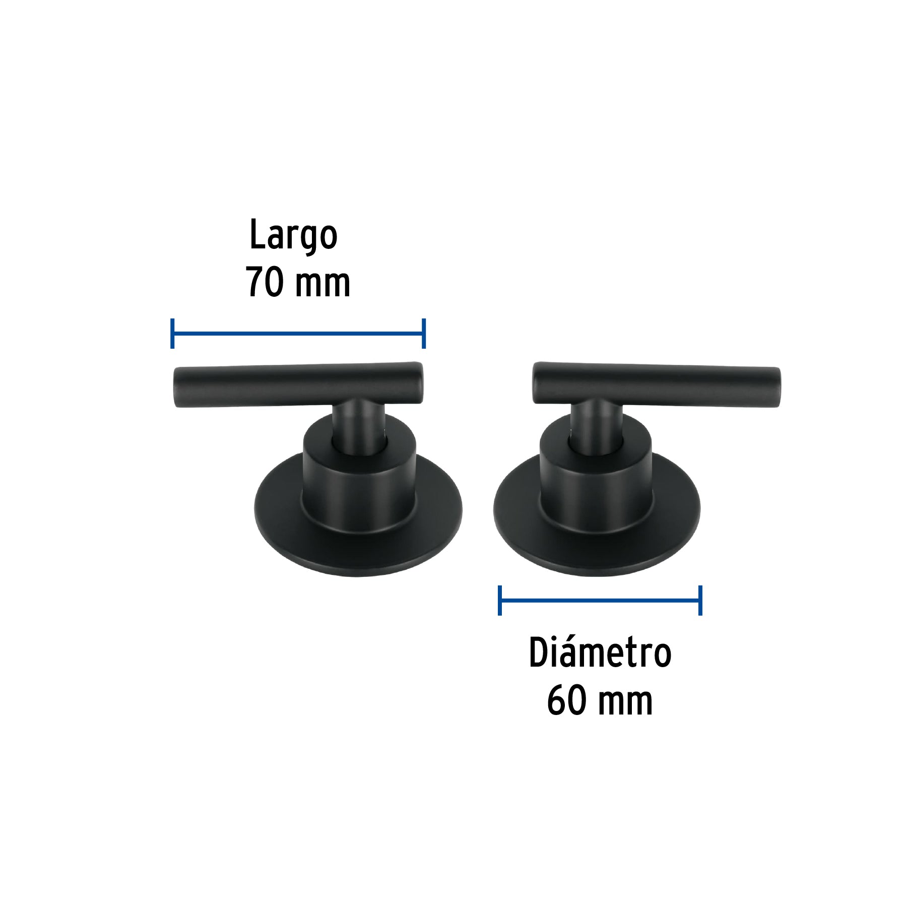 Juego de 2 manerales para regadera, palanca, negro, TÚBIG