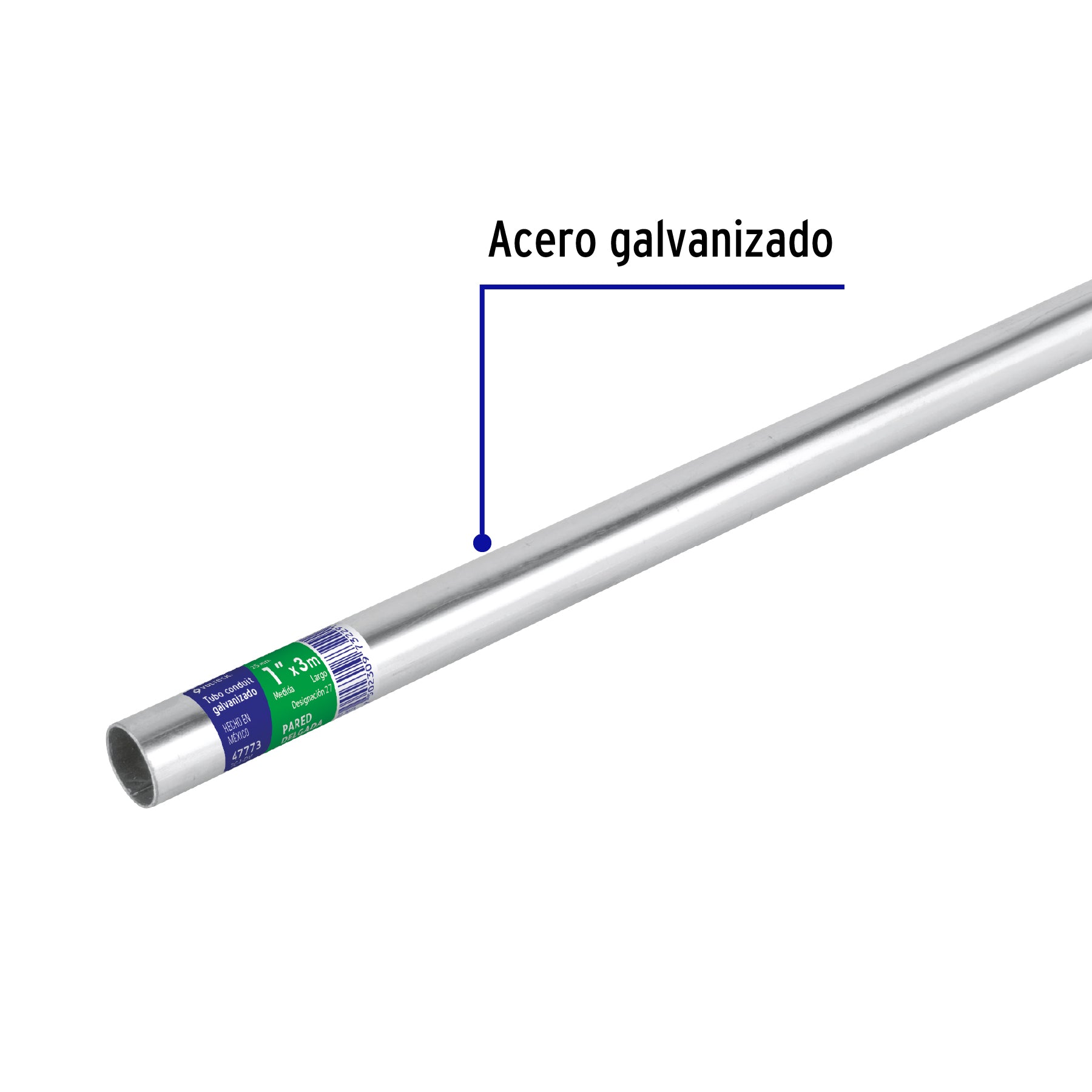 Tubo Conduit 1" pared delgada (1.6 mm), et. verde, 3 m