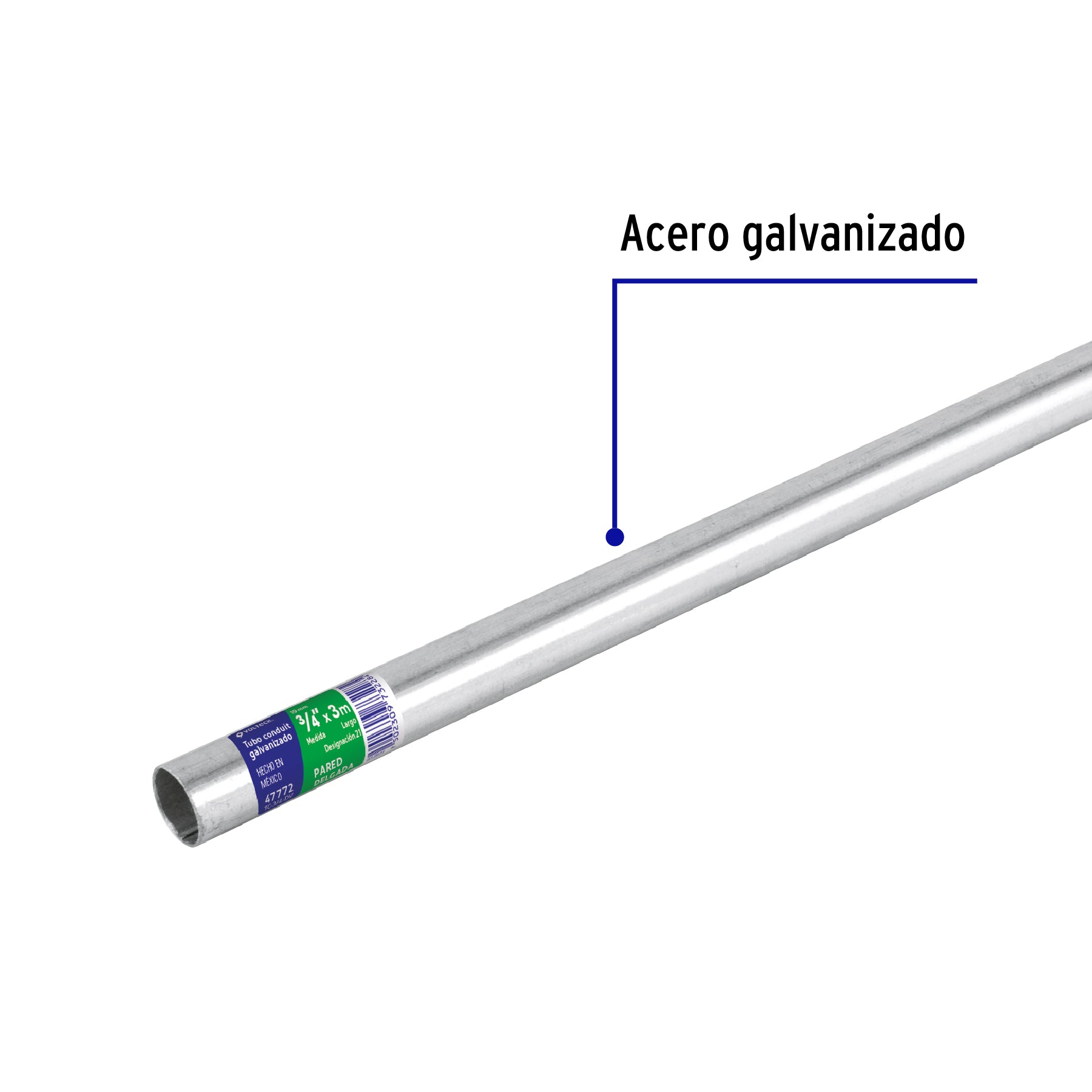 Tubo Conduit 3/4" pared delgada (1 mm), et. verde, 3 m