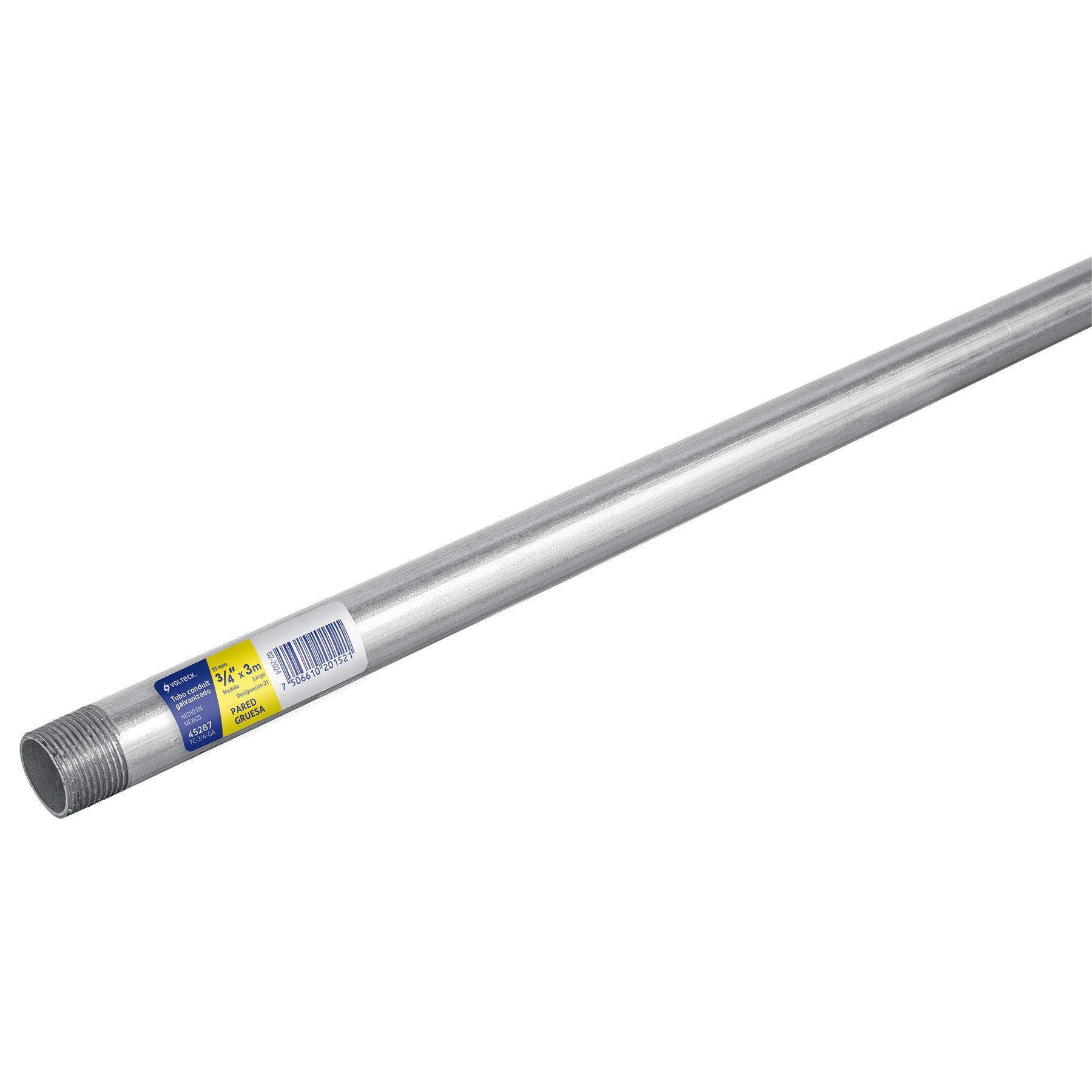 Tubo Conduit 3/4" pared gruesa (1.6 mm), et. amarilla, 3 m