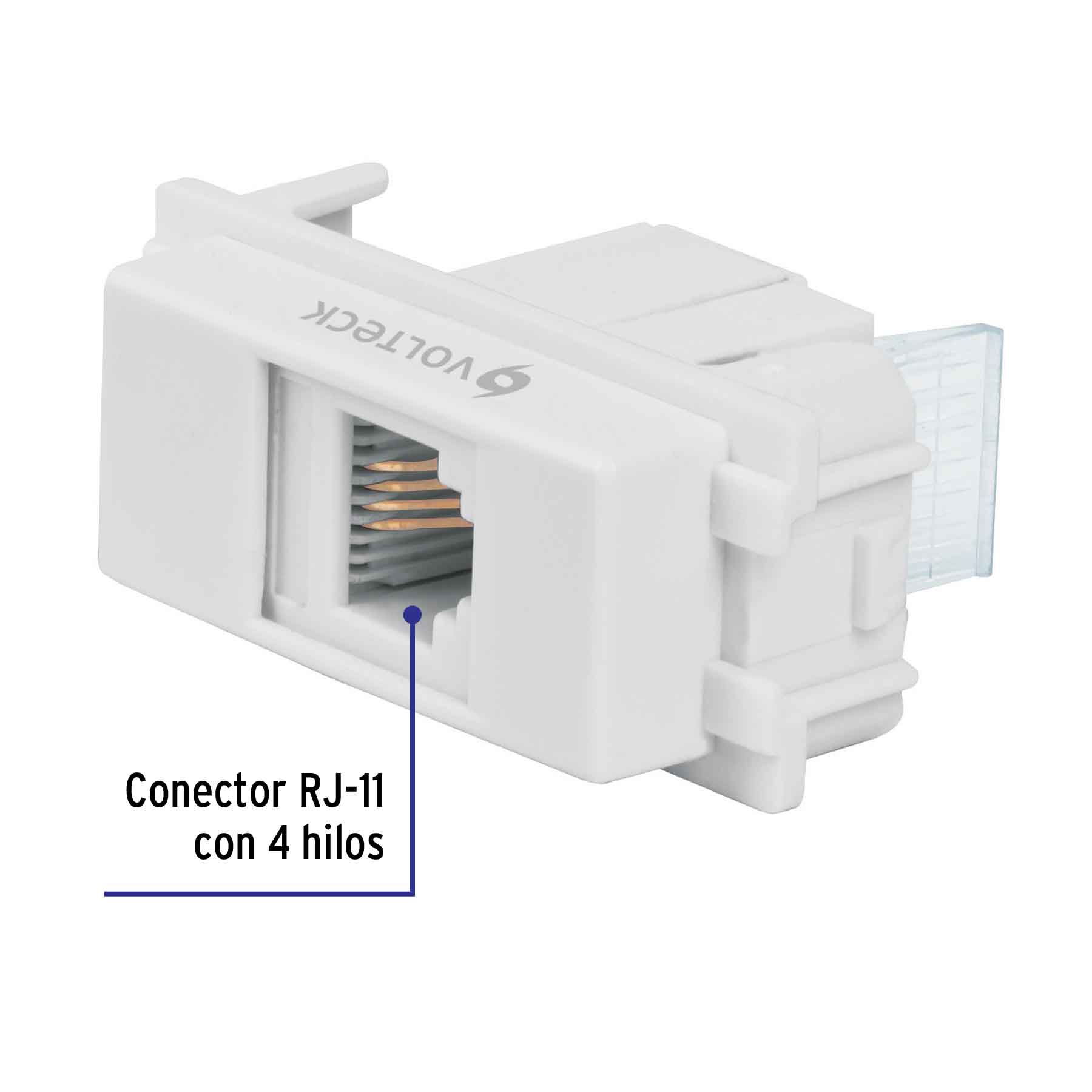 Toma de teléfono, línea Italiana, color blanco, VOLTECK