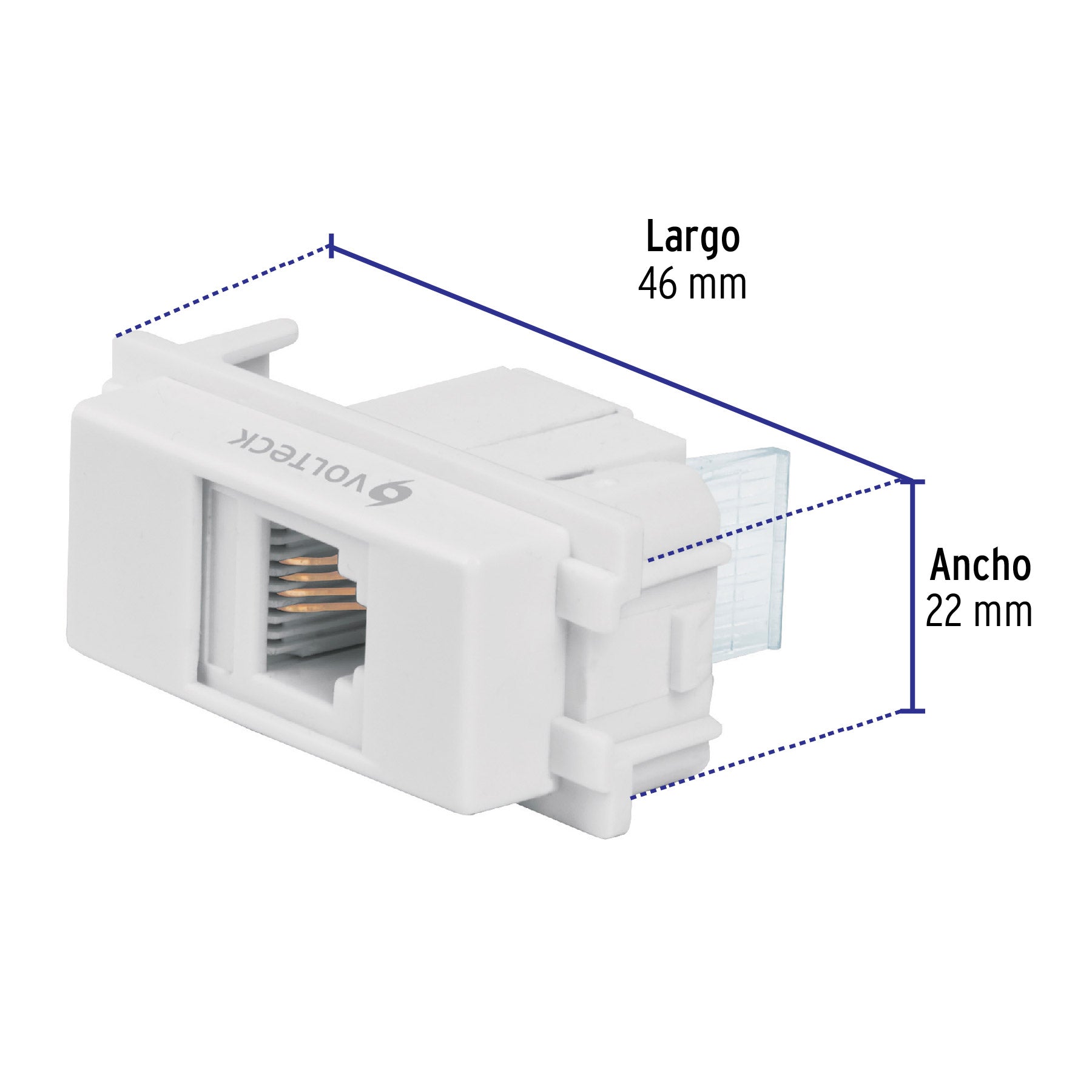 Toma de teléfono, línea Italiana, color blanco, VOLTECK