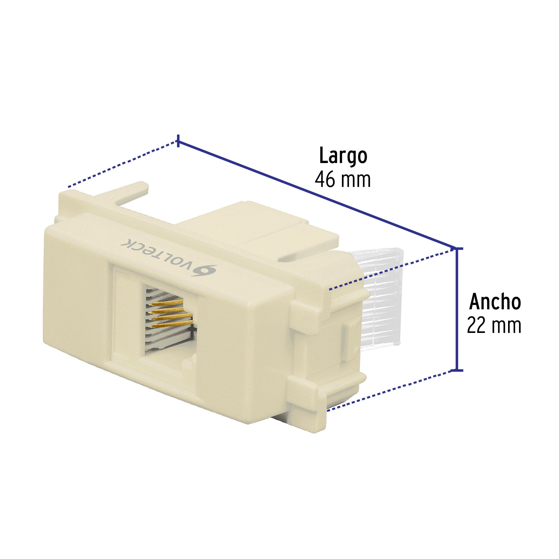 Toma de teléfono, línea Italiana, color marfil, VOLTECK