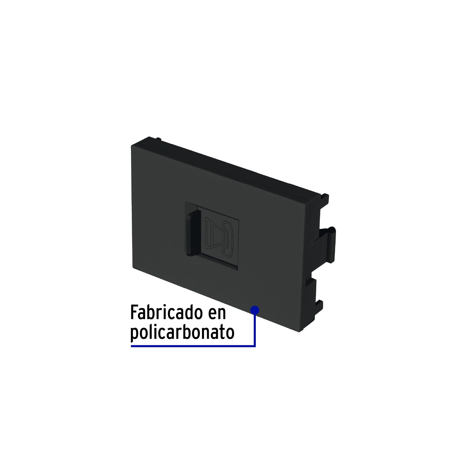 Toma de teléfono negro de 1.5 módulos, línea Lisboa, VOLTECK