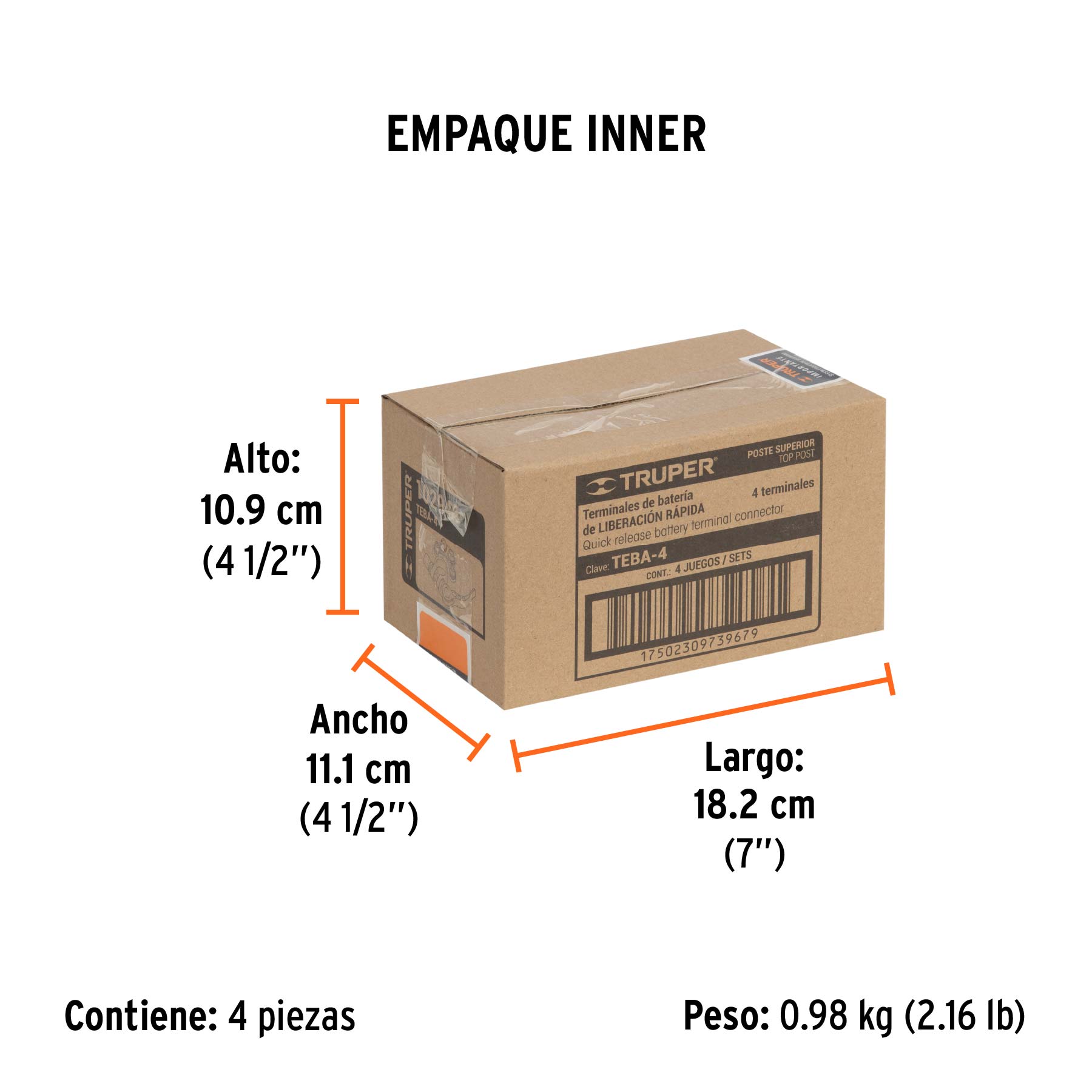 Blíster 2 terminales p/batería, desconexión rápida, TRUPER - Empaque