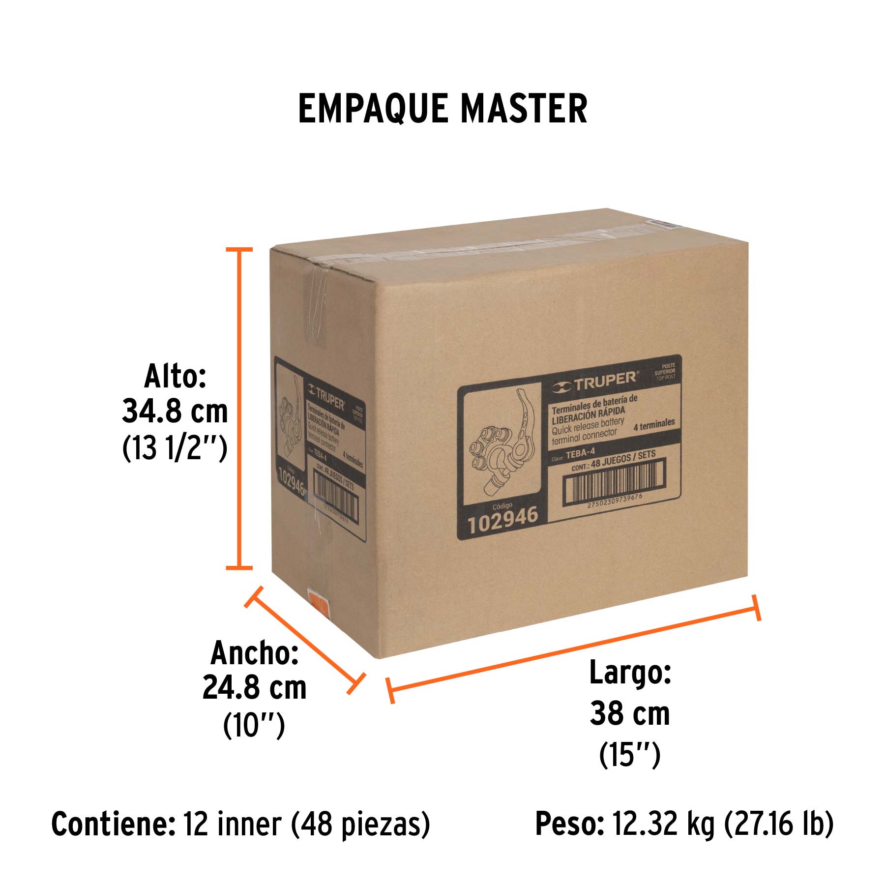Blíster 2 terminales p/batería, desconexión rápida, TRUPER - Empaque