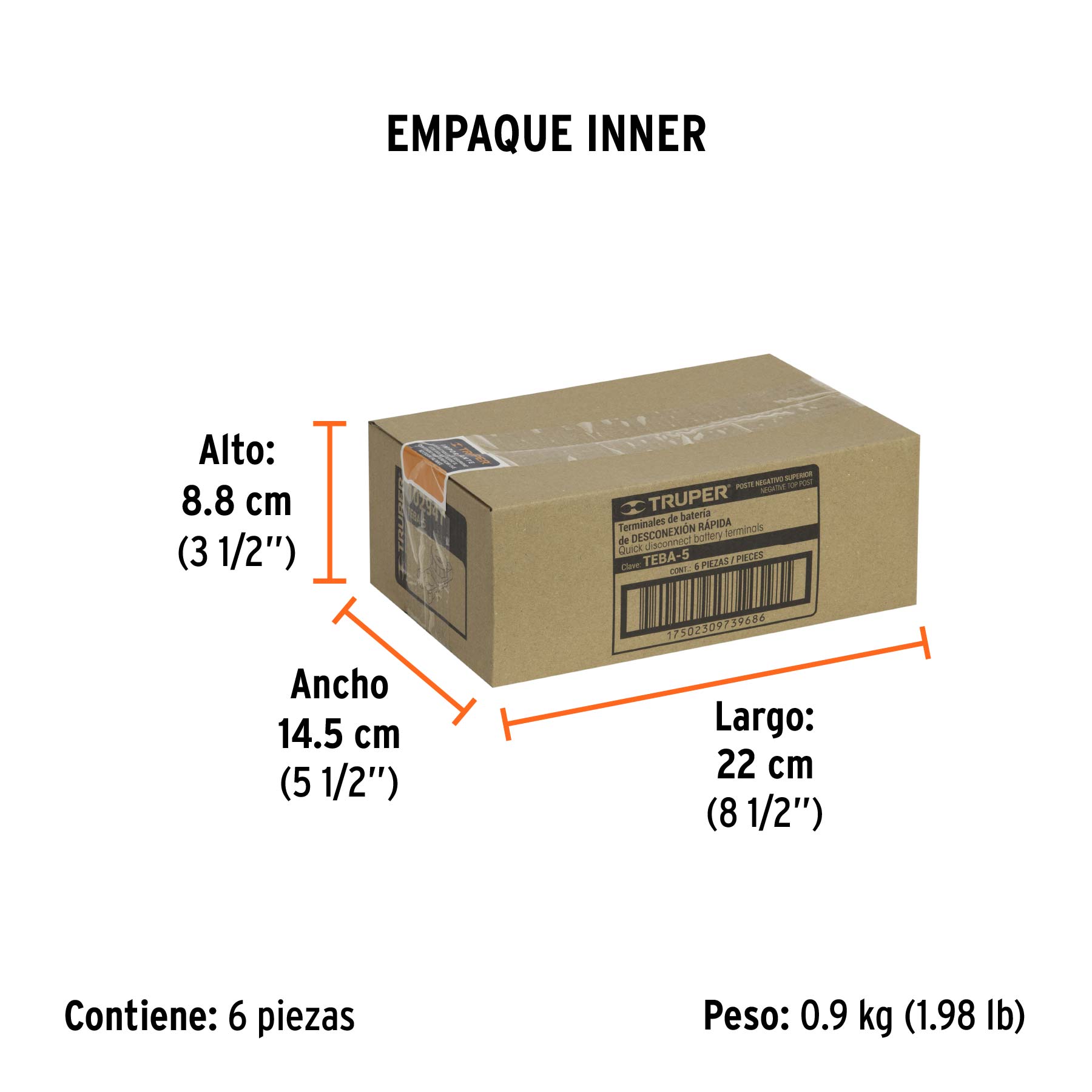 Terminal p/batería con interruptor switch, TRUPER - Empaque