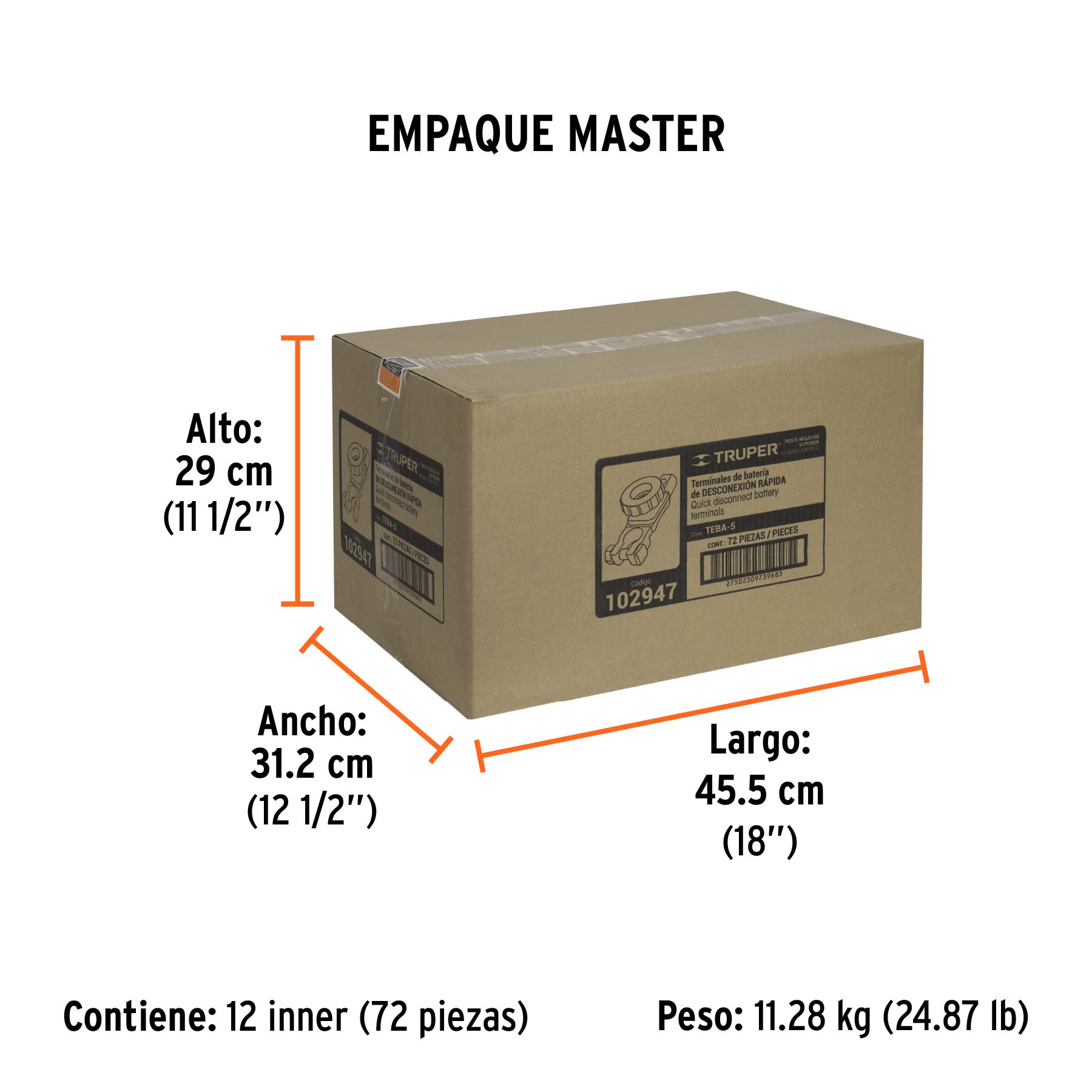 Terminal p/batería con interruptor switch, TRUPER - Empaque