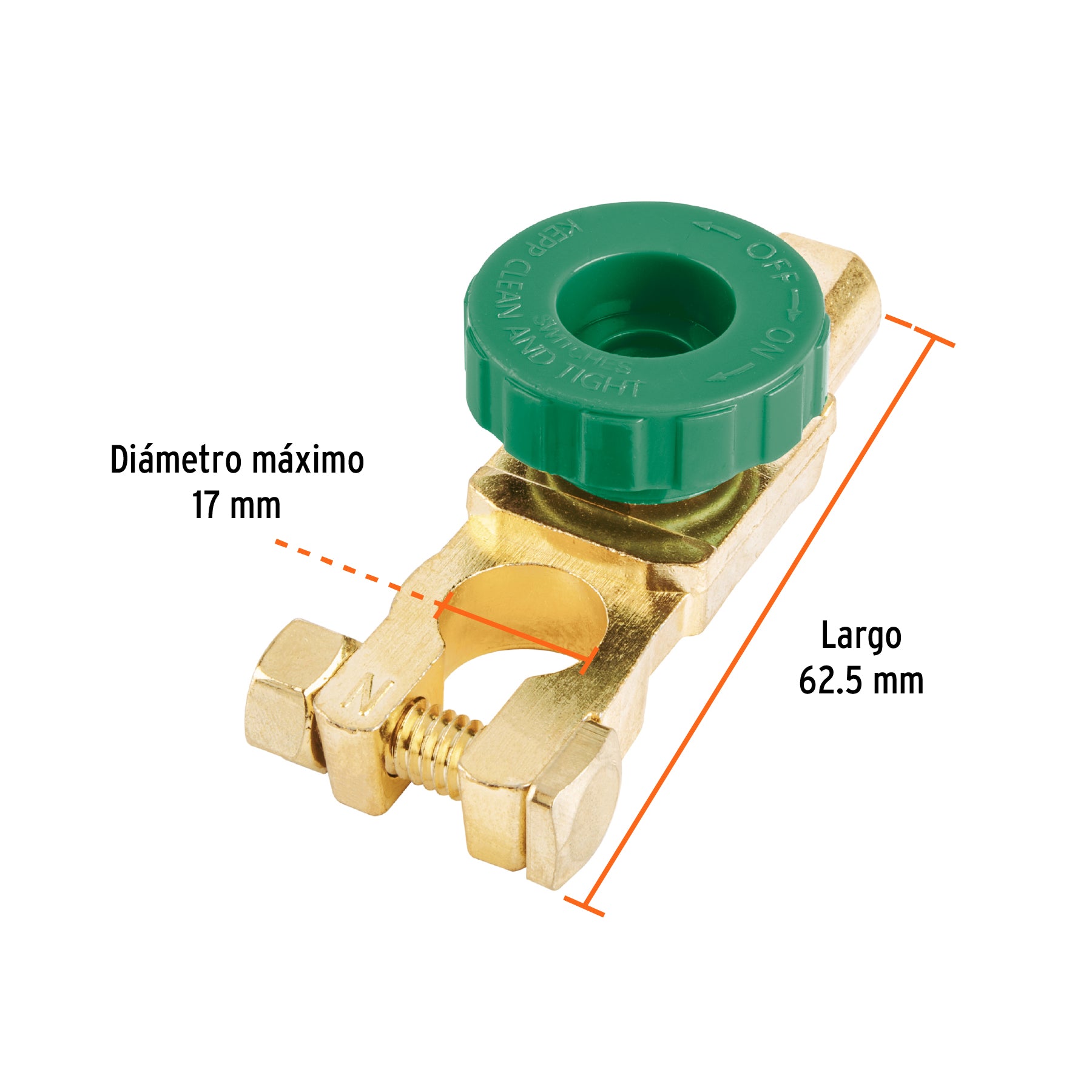 Terminal p/batería con interruptor switch, TRUPER