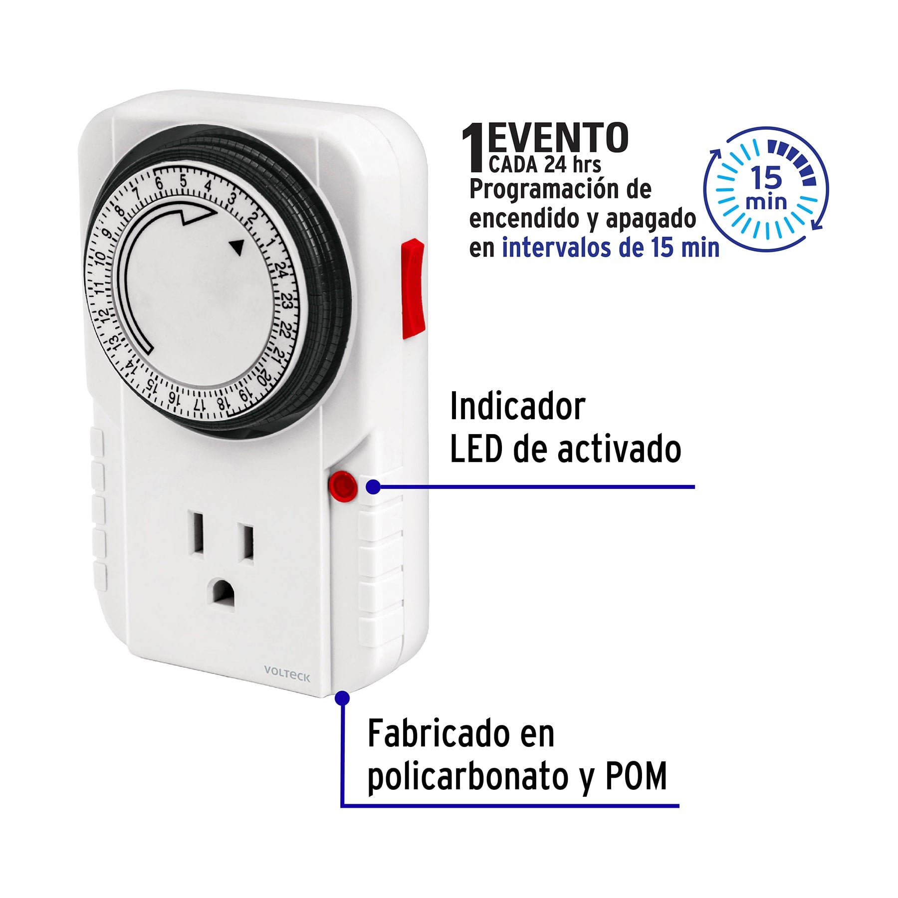 Temporizador analógico, 1 evento, VOLTECK