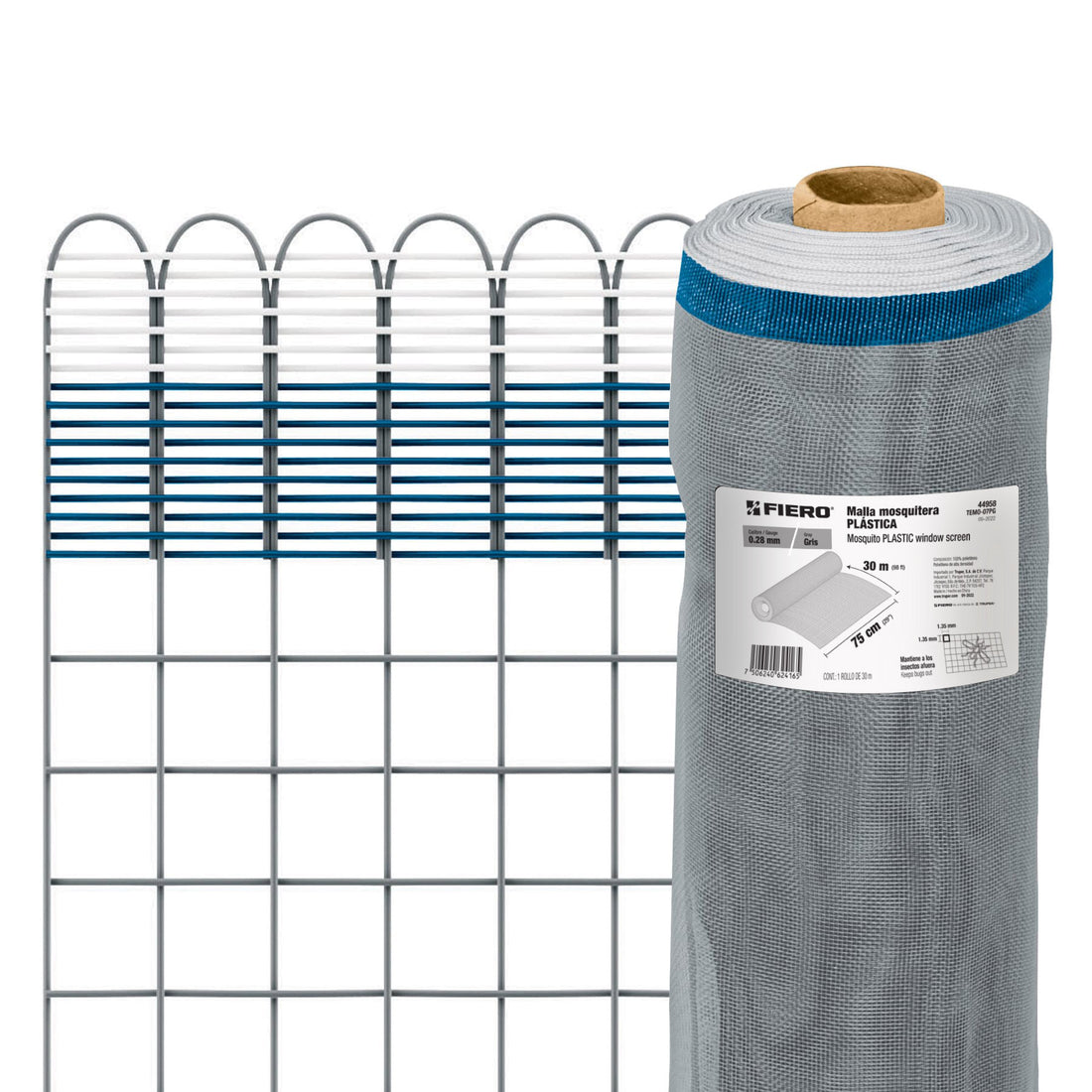 Rollo de 30 m x 0.75 m de malla mosquitera plástica gris