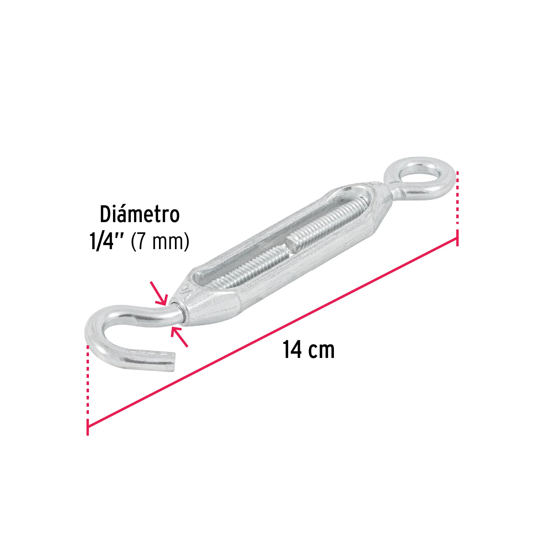 Tensor zinc 1/4" ojo-gancho, FIERO