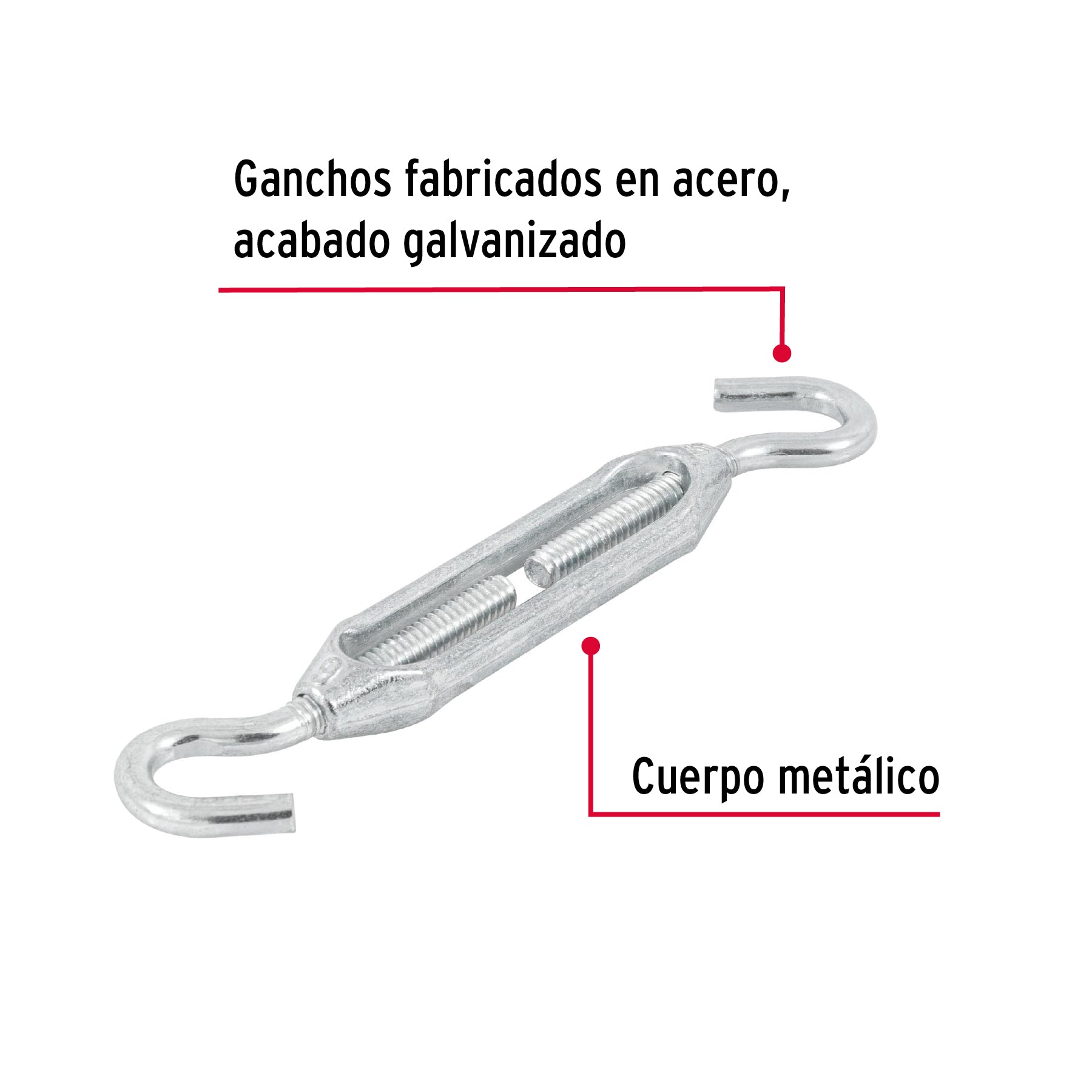 Tensor zinc 1/4" gancho-gancho, FIERO