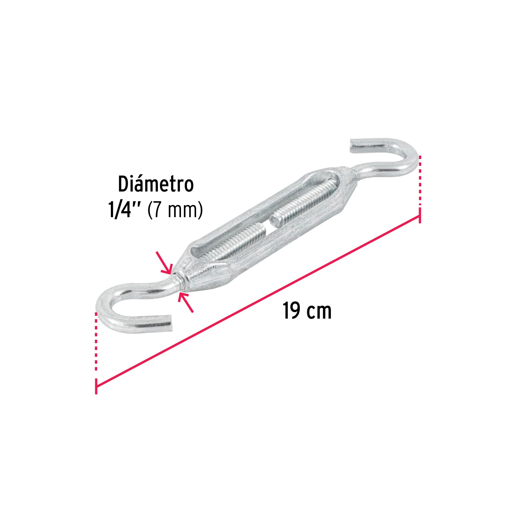 Tensor zinc 1/4" gancho-gancho, FIERO