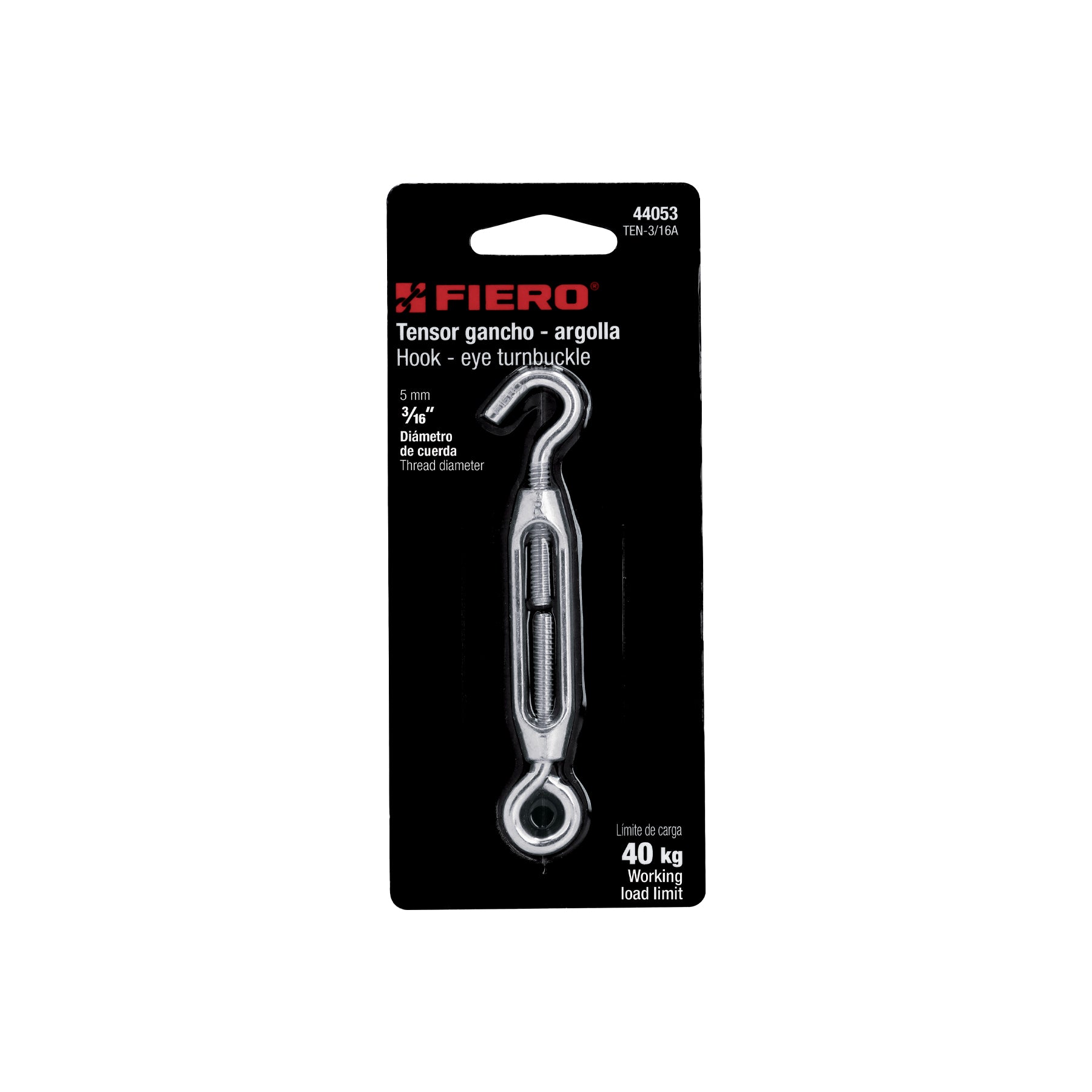 Tensor zinc 3/16" ojo-gancho, FIERO