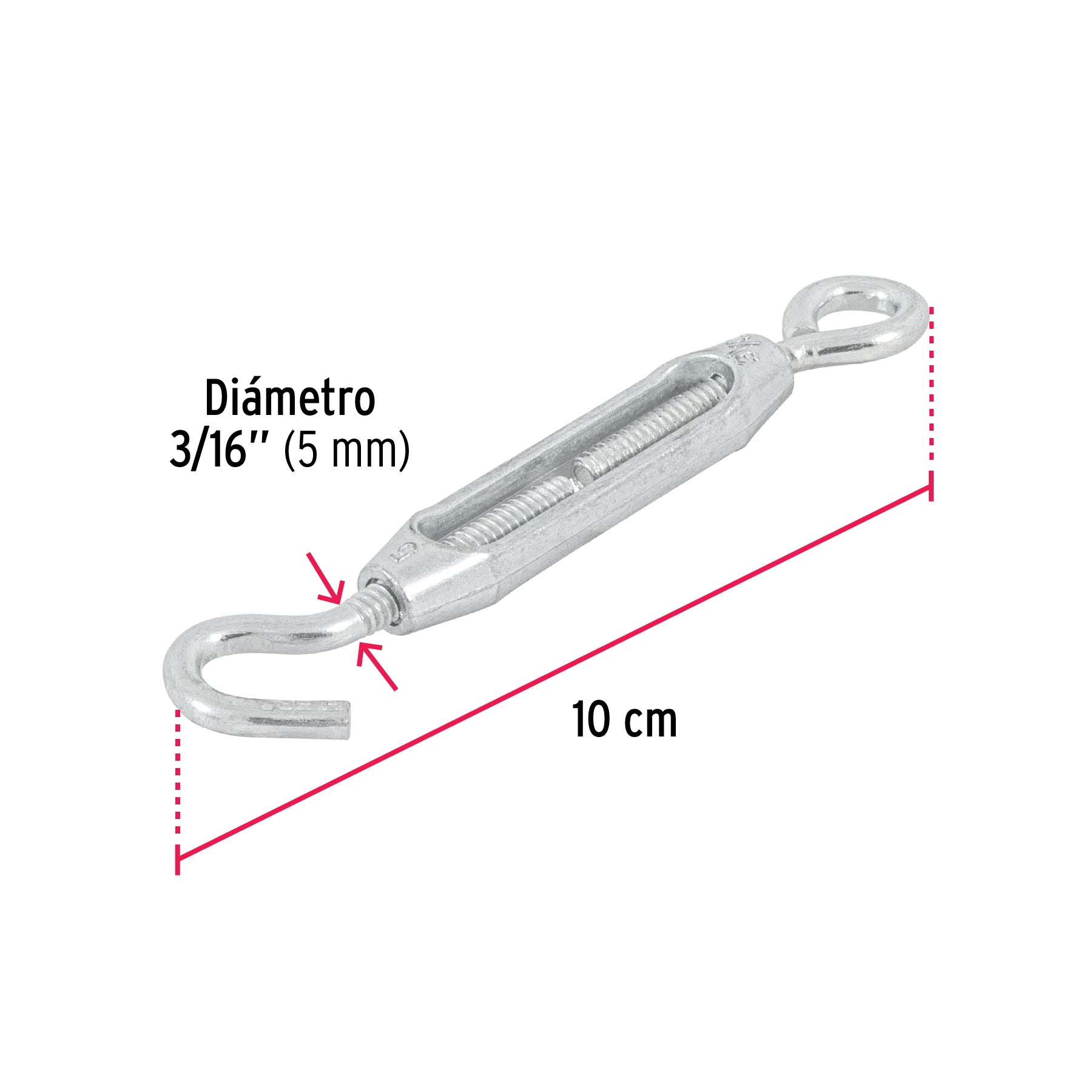 Tensor zinc 3/16" ojo-gancho, FIERO