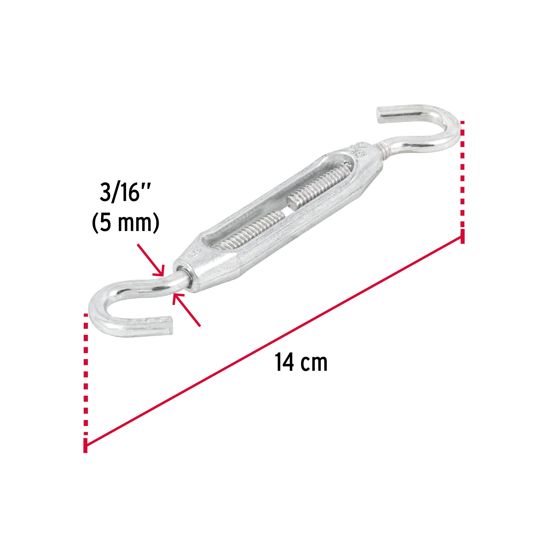 Tensor zinc 3/16" gancho-gancho, FIERO