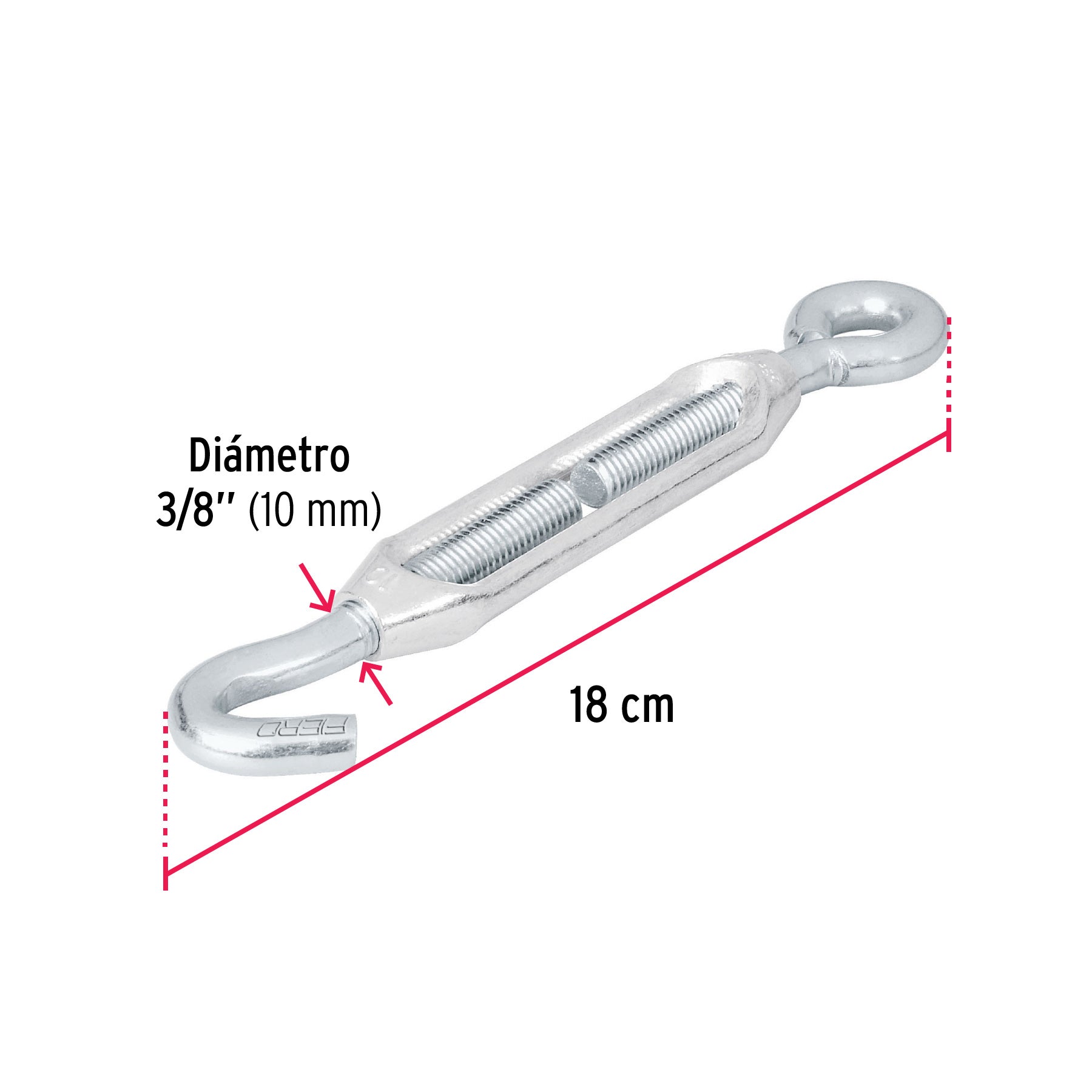 Tensor zinc 3/8" ojo-gancho, FIERO