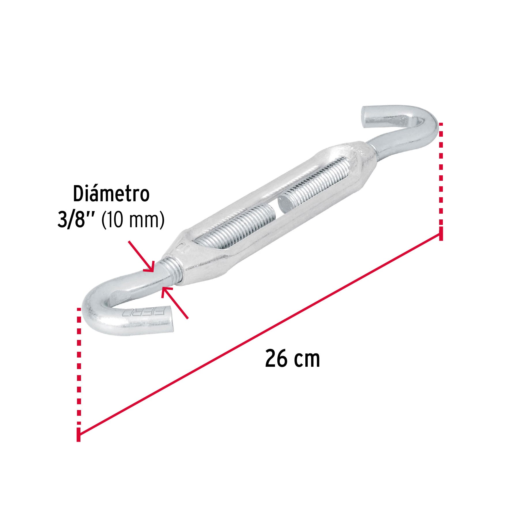 Tensor zinc 3/8" gancho-gancho, FIERO