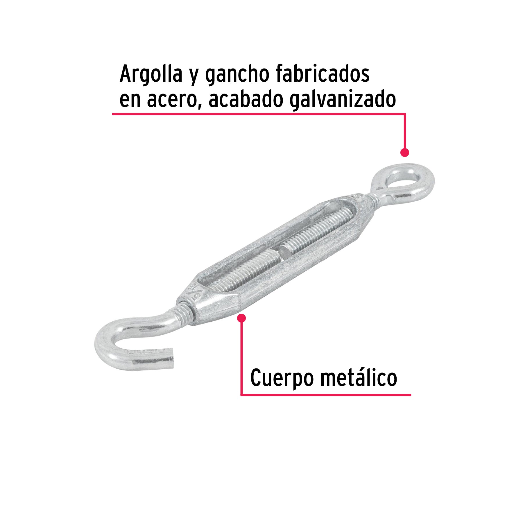 Tensor zinc 5/16" ojo-gancho, FIERO